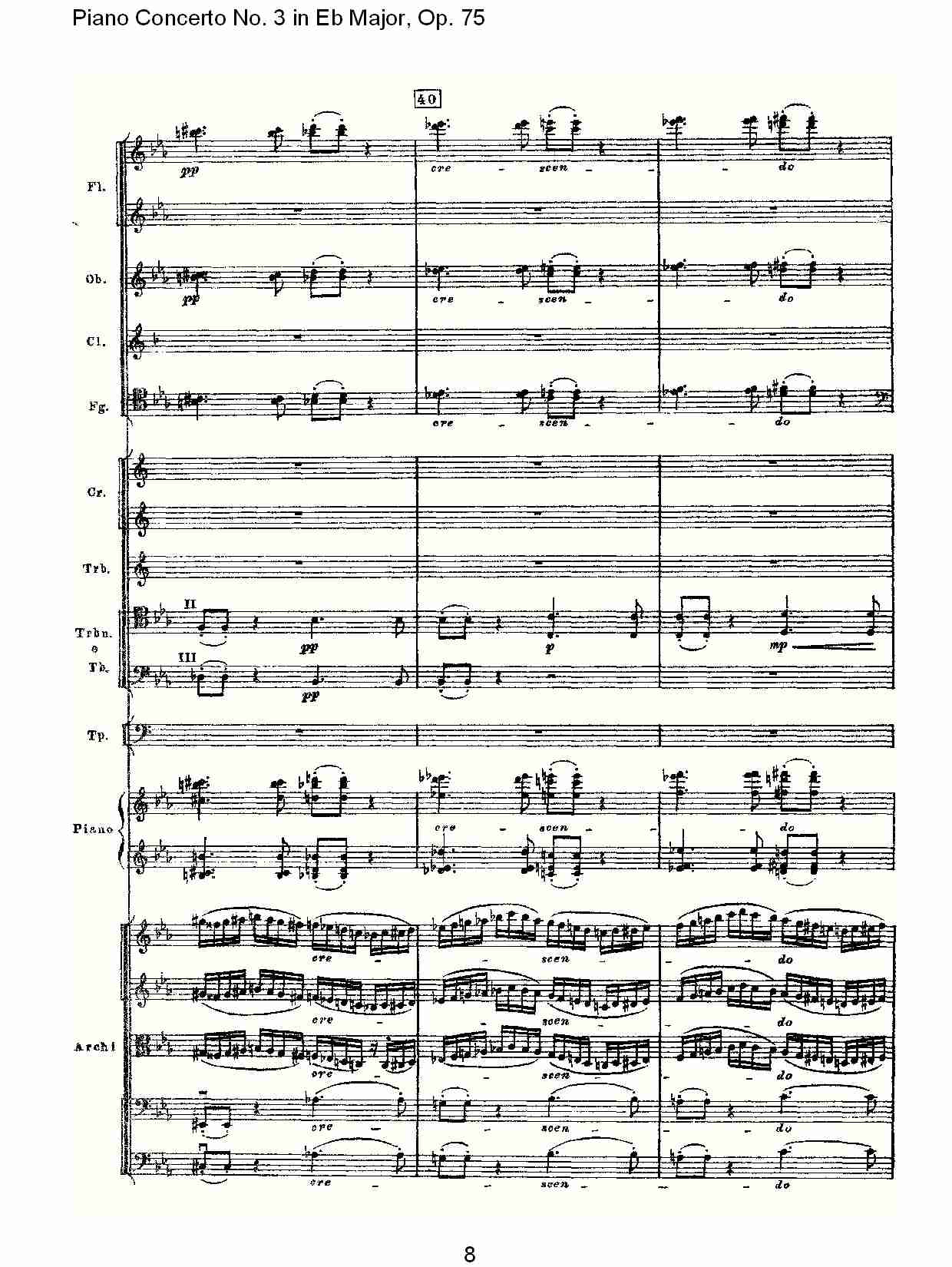 Eb大调第三钢琴协奏曲, Op.75第一部（二）