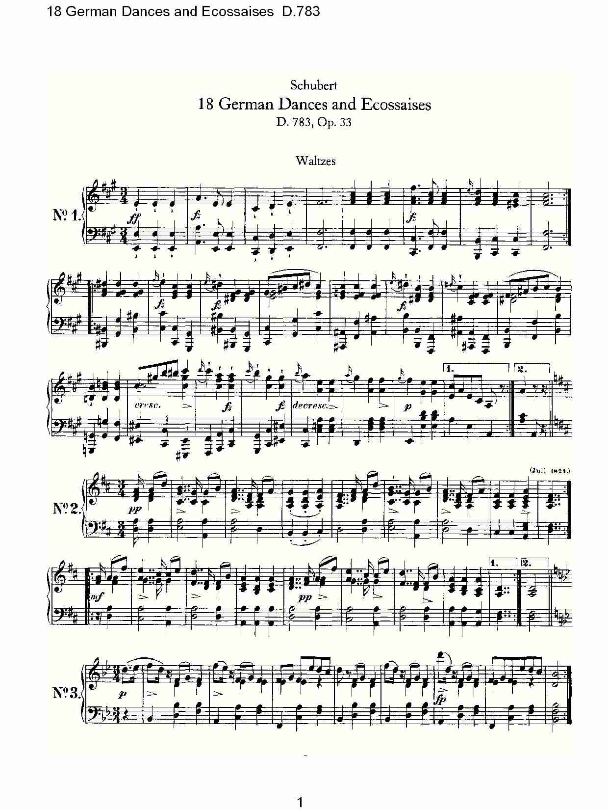 18德国舞曲与 Ecossaises  D.783（一）
