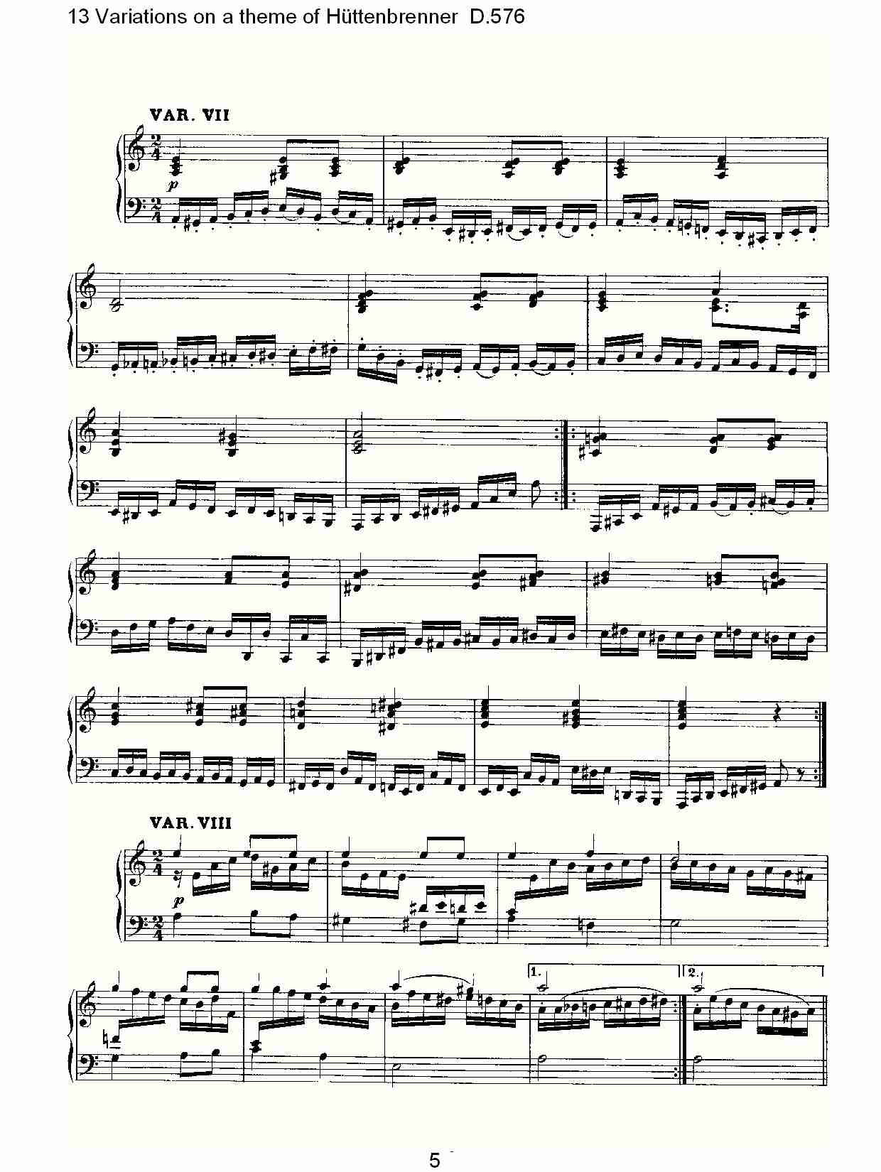 Hüttenbrenner主题13变奏曲D.576（一）