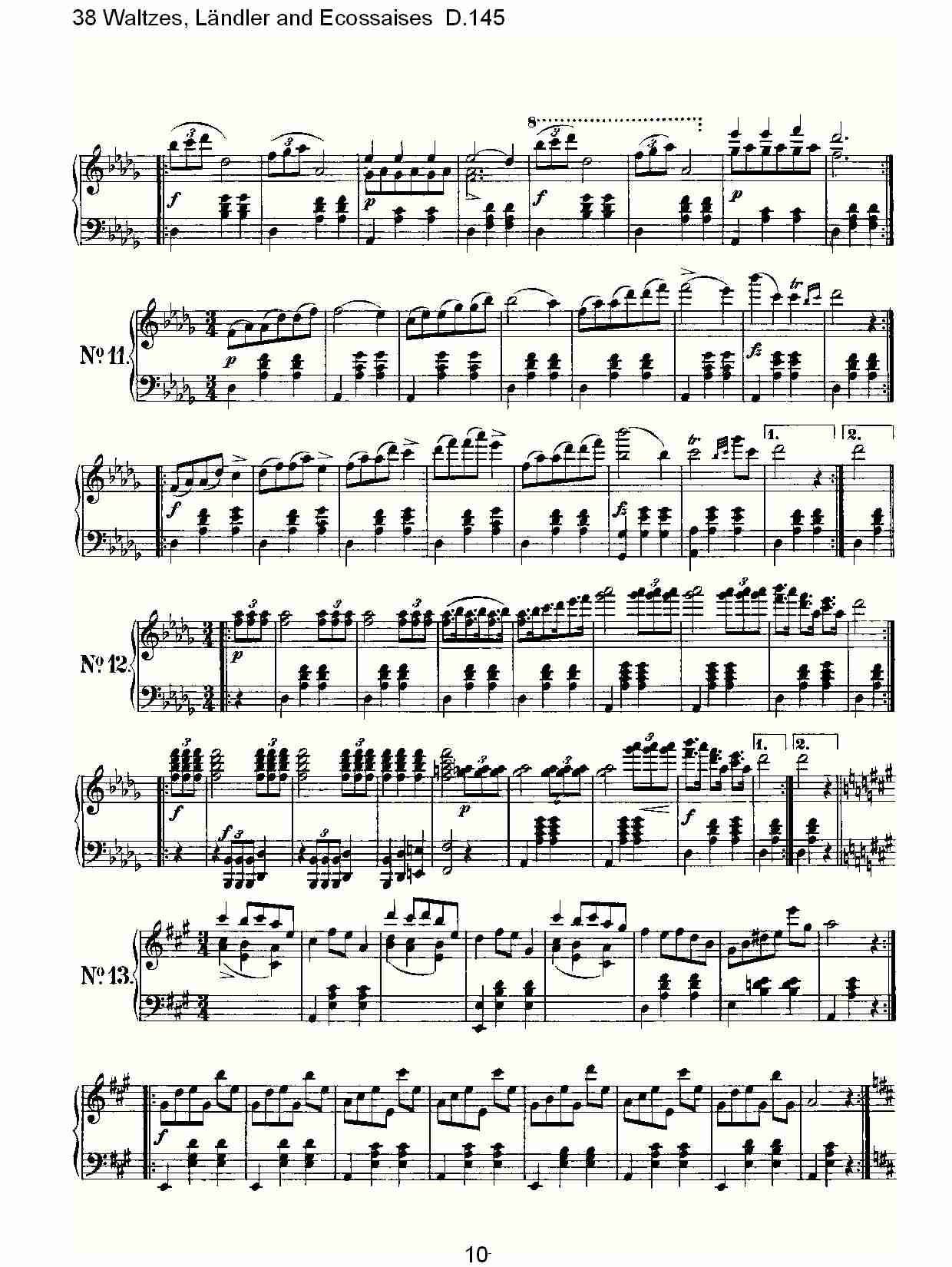 38华尔兹舞曲, Ländler and Ecossaises D.145（二）