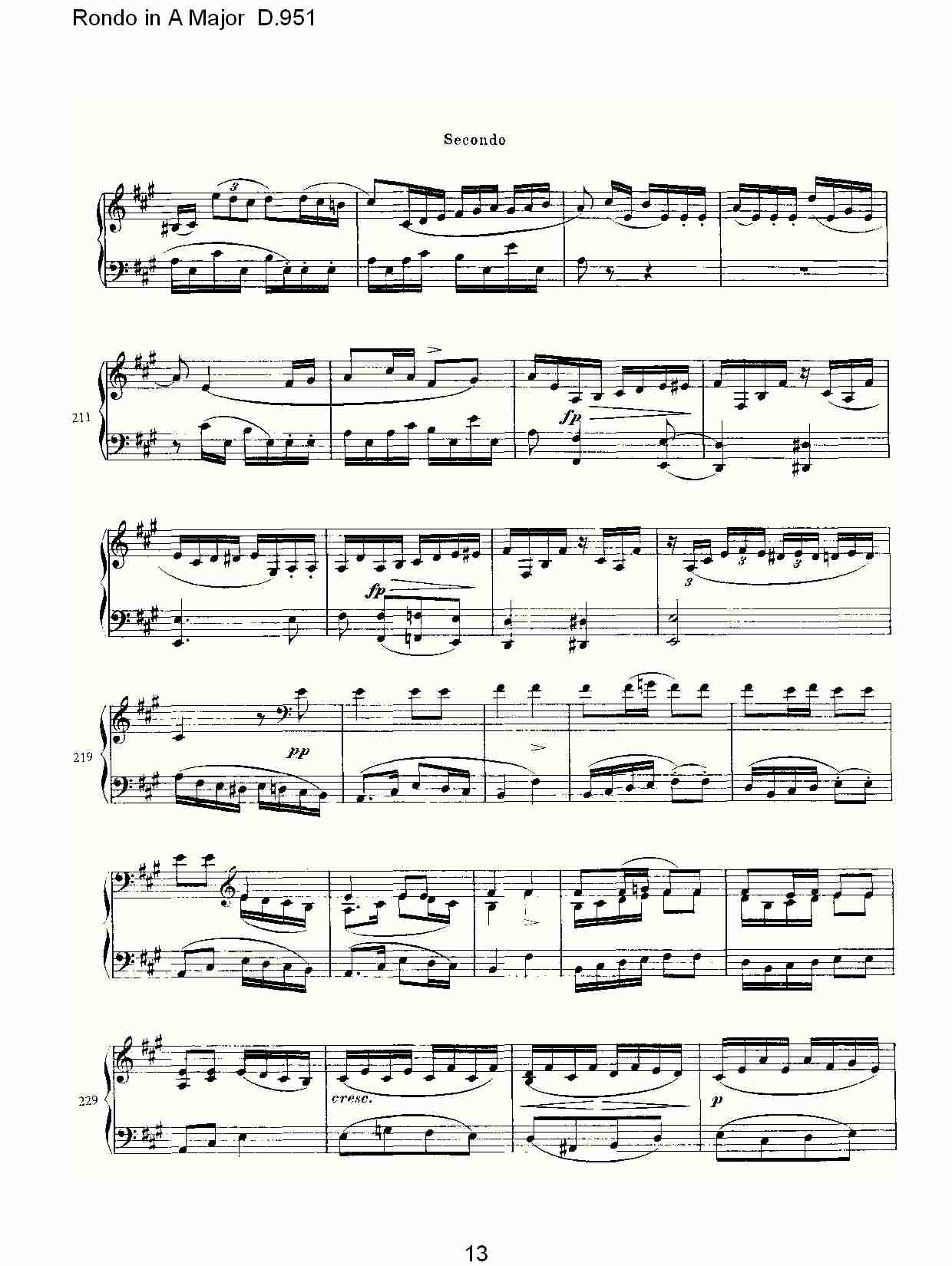 Rondo in A Major D.951  Ａ大调回旋曲D.951（三）