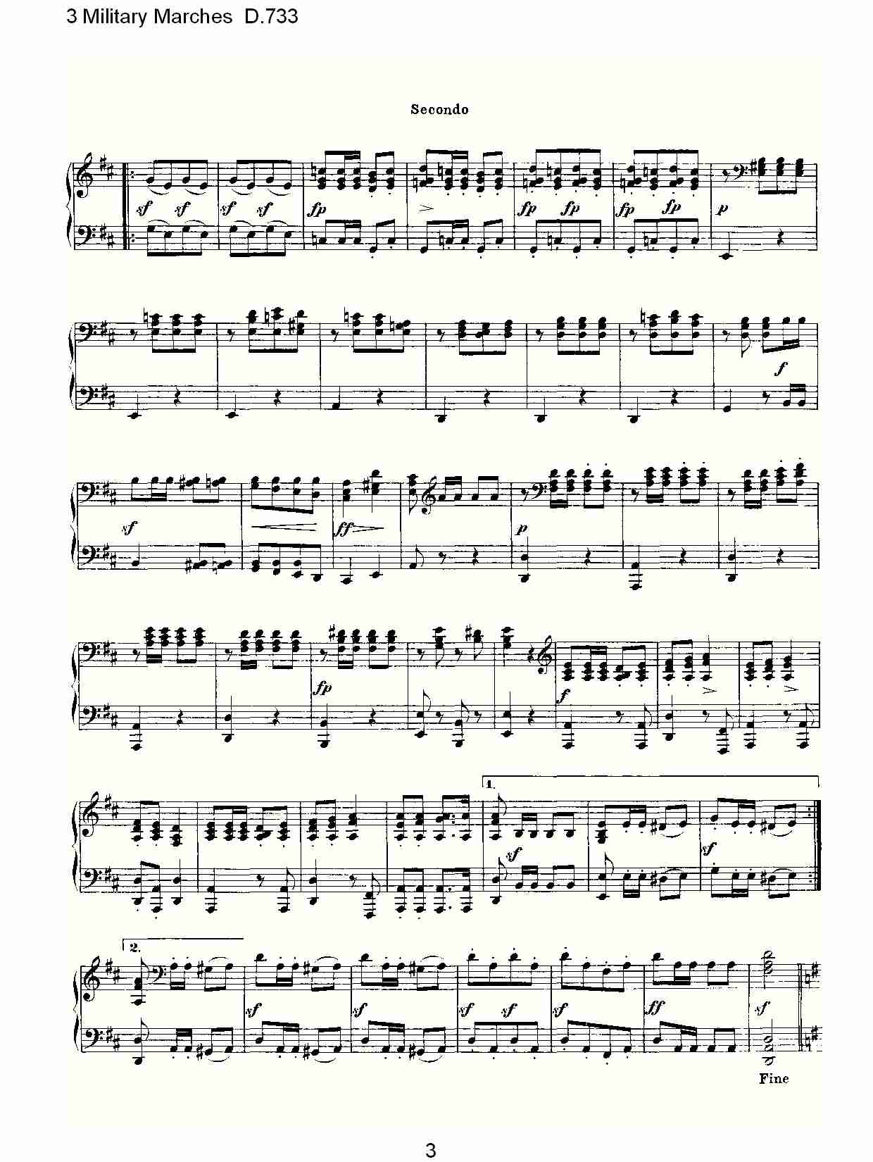 3 Military Marches D.733     3士兵进行曲D.733（一）