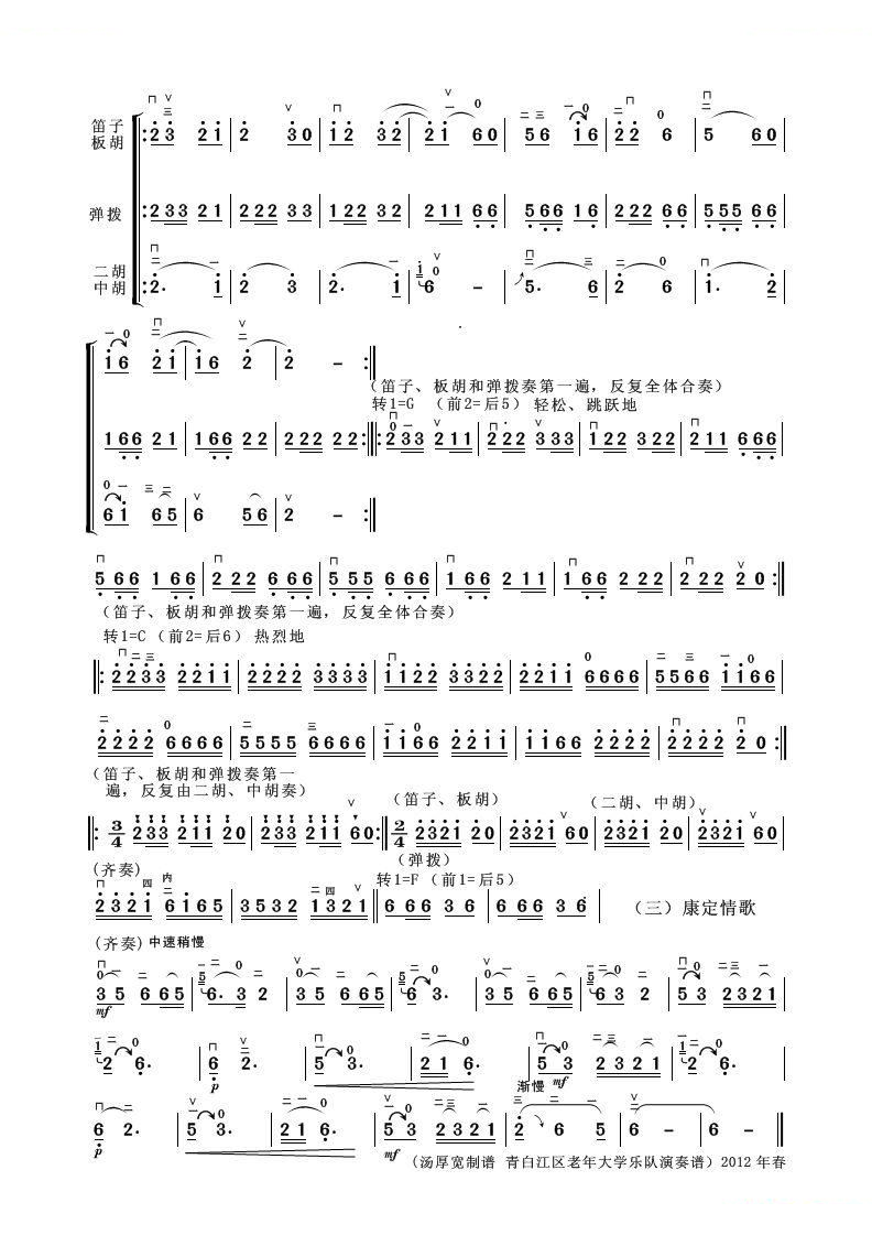 四川民歌联奏（器乐合奏曲）二胡/