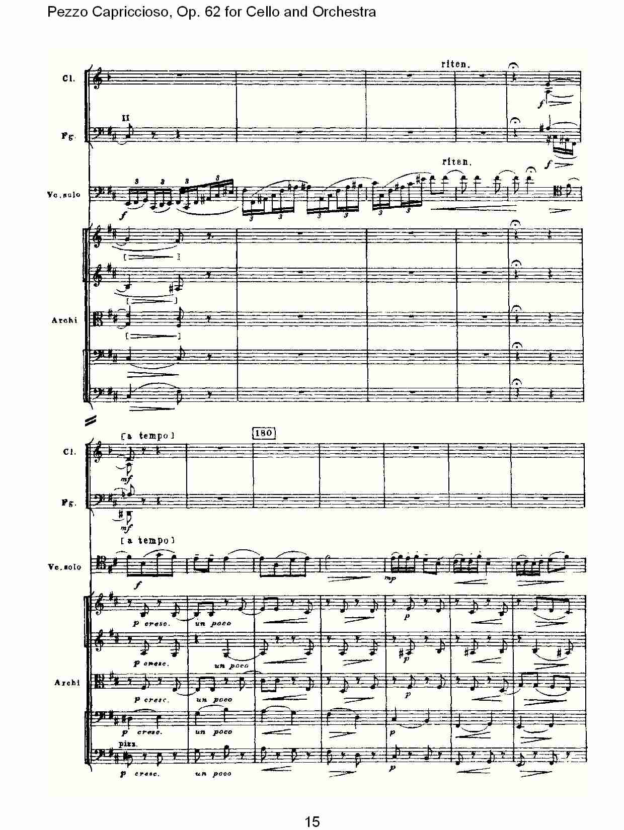 大提琴与管弦乐Pezzo Capriccioso, Op.62（三）