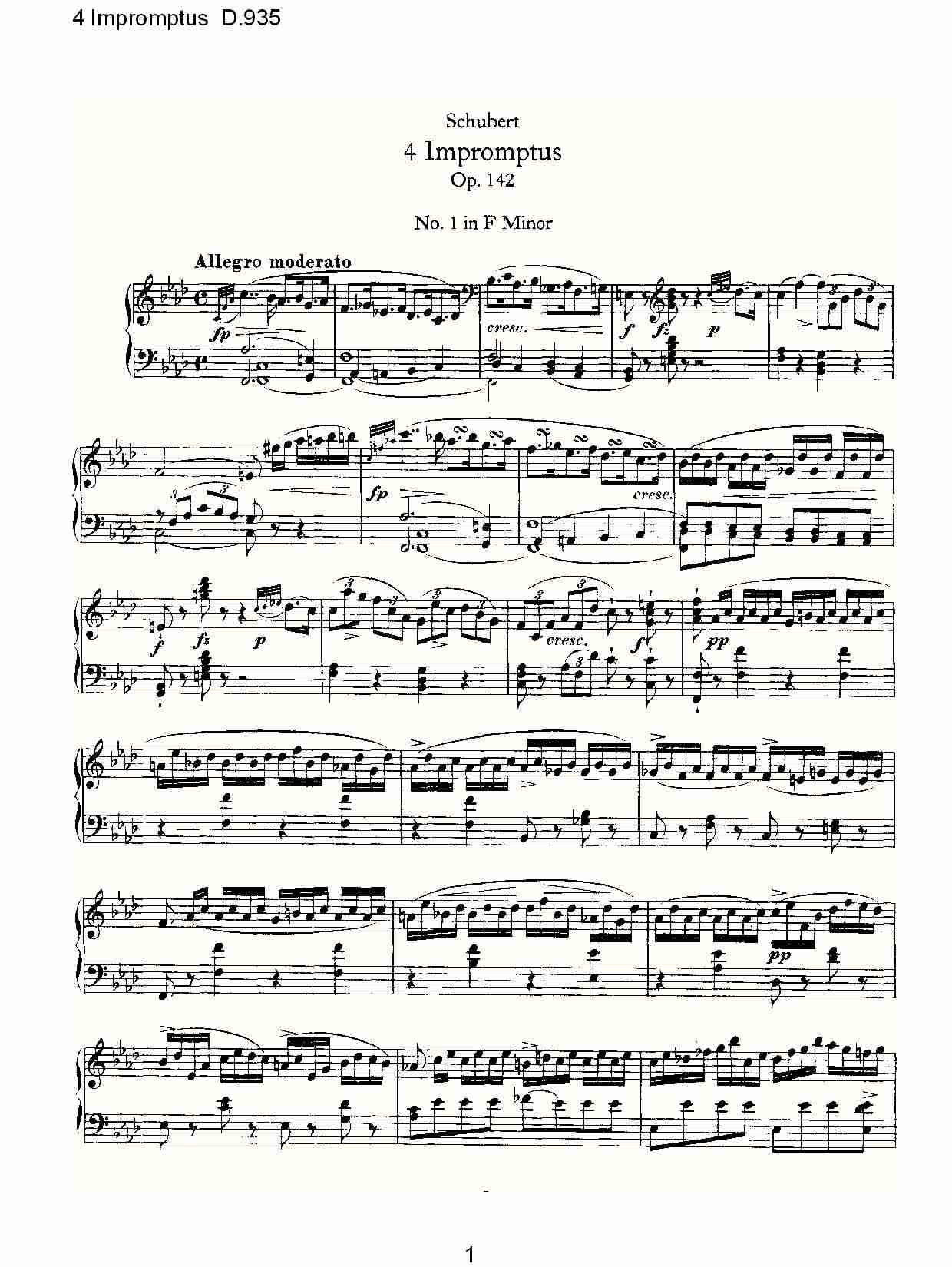 4 Impromptus D.935  4人即兴演奏D.935（一）