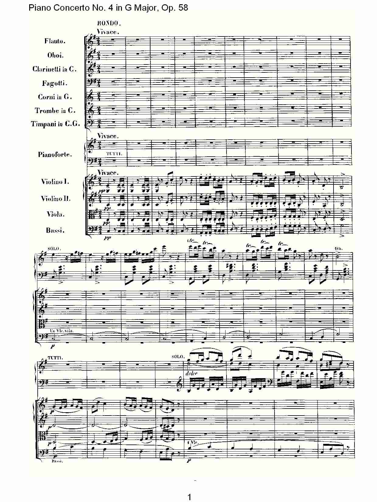 Ｇ大调钢琴第四协奏曲 Op.58第三乐章（一）