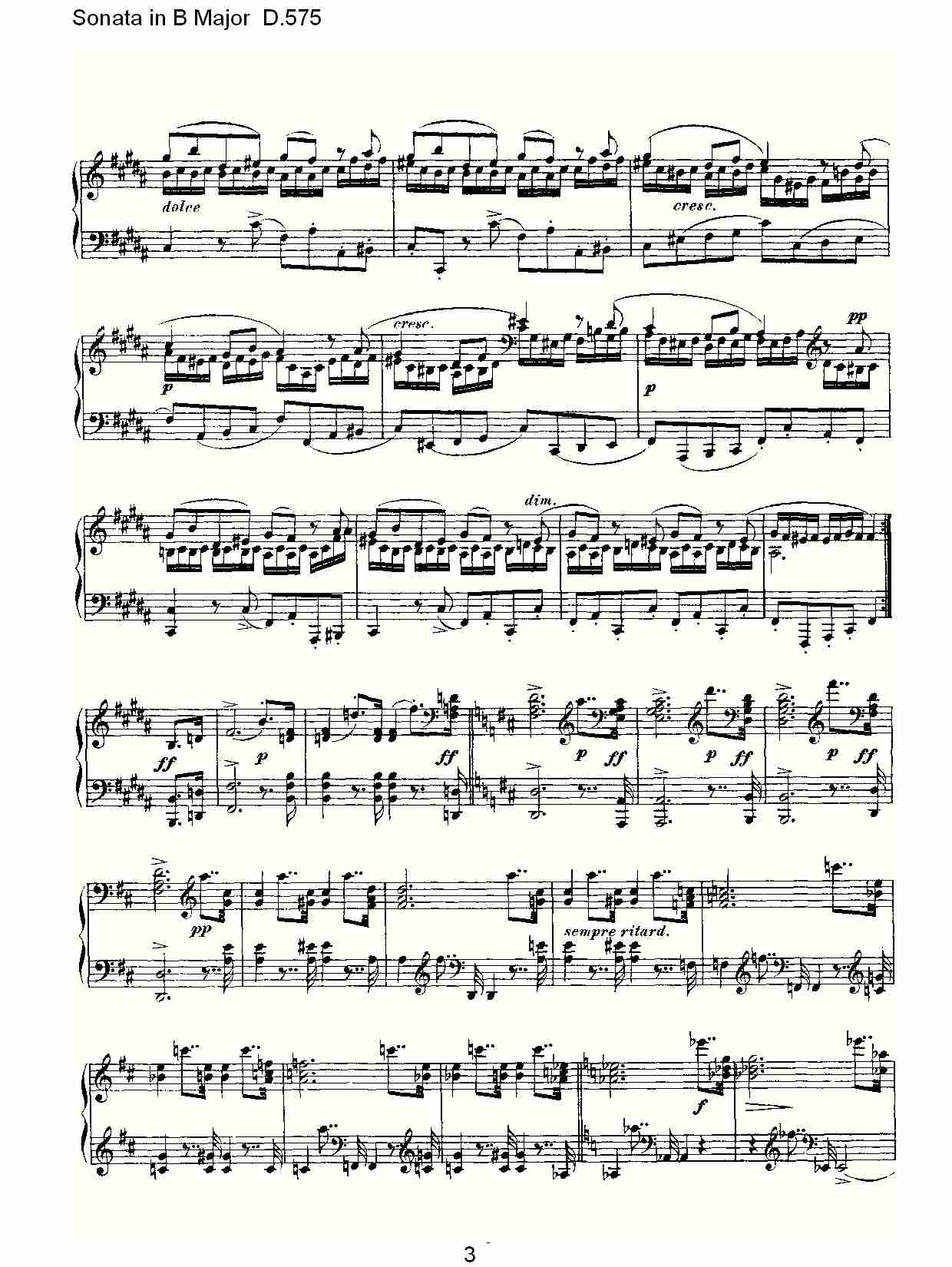 Sonata in B Major D.575 B大调奏鸣曲D.575（一）