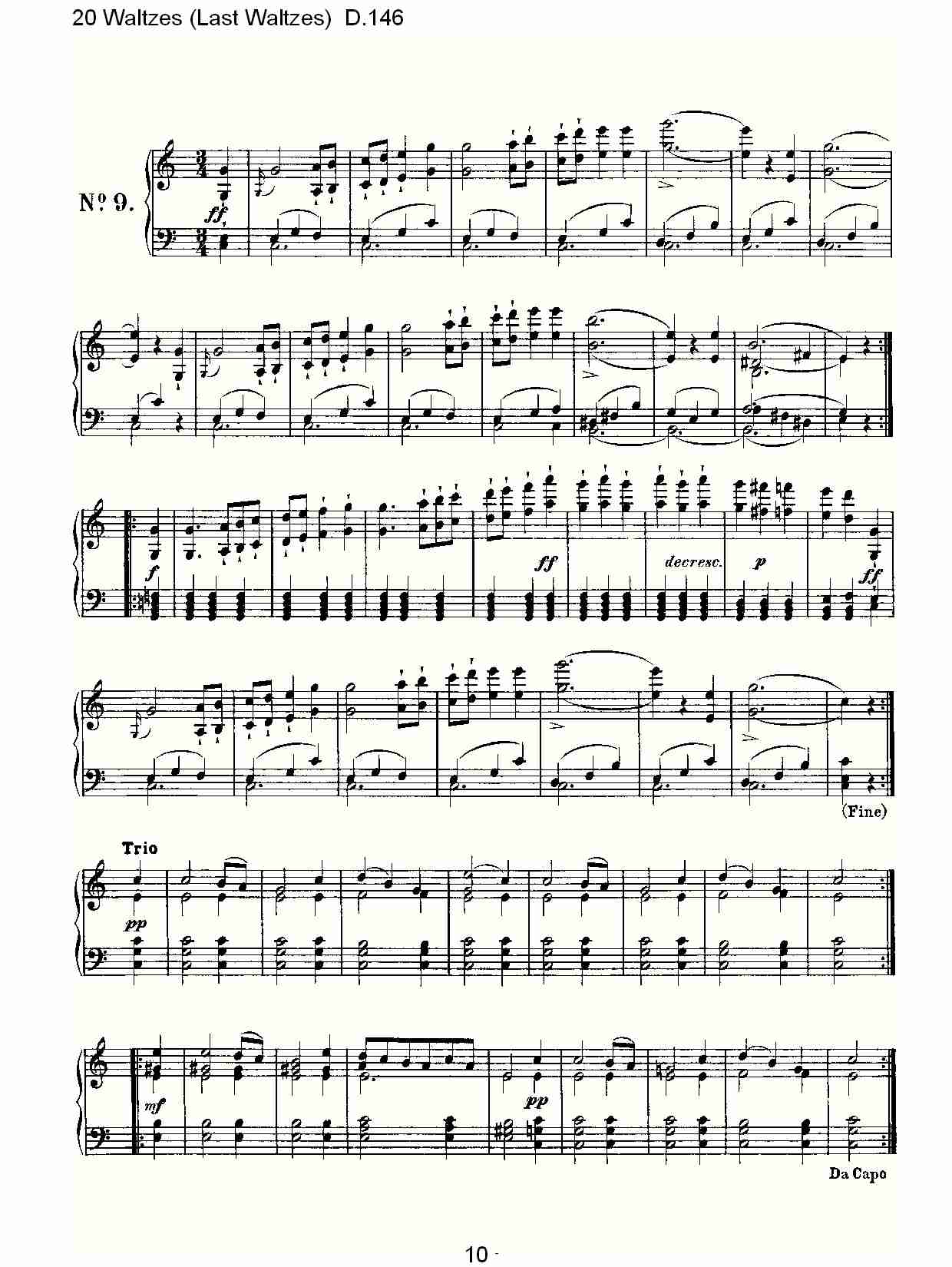 20华尔兹舞曲（终结华尔兹舞曲）D.146（二）