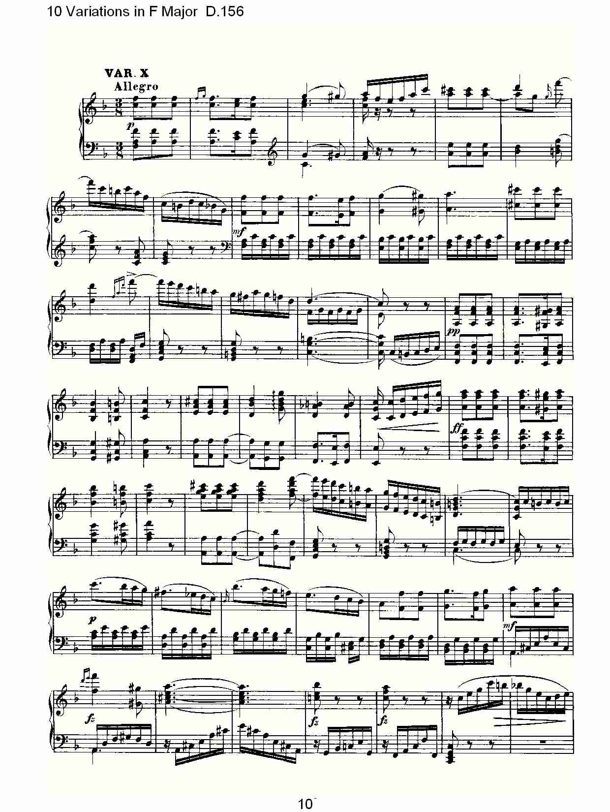 10 Variations in F Major D.156   F大调10变奏曲D.156（二）
