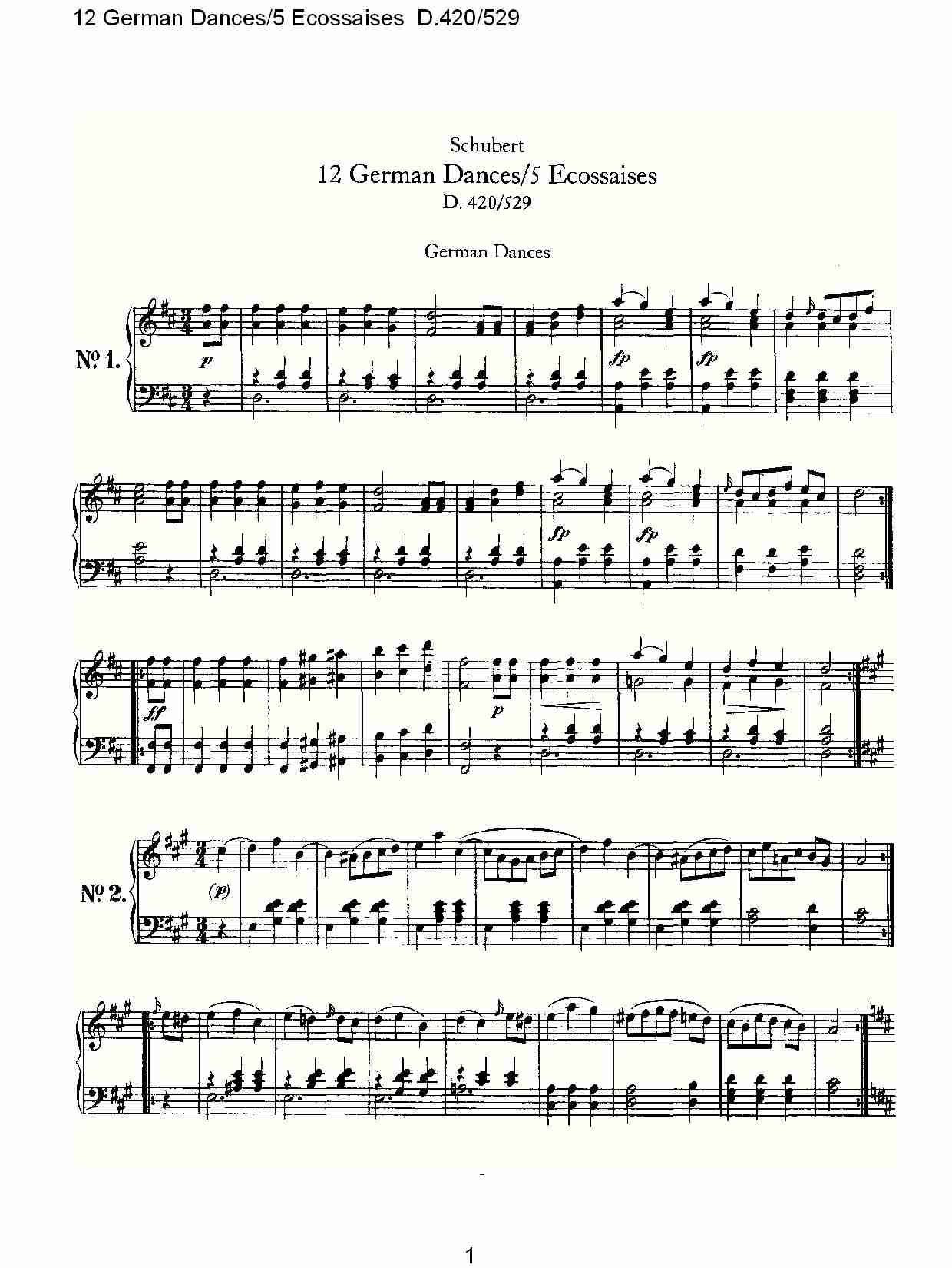 12德国舞曲/5 Ecossaises  D.420/529（一）