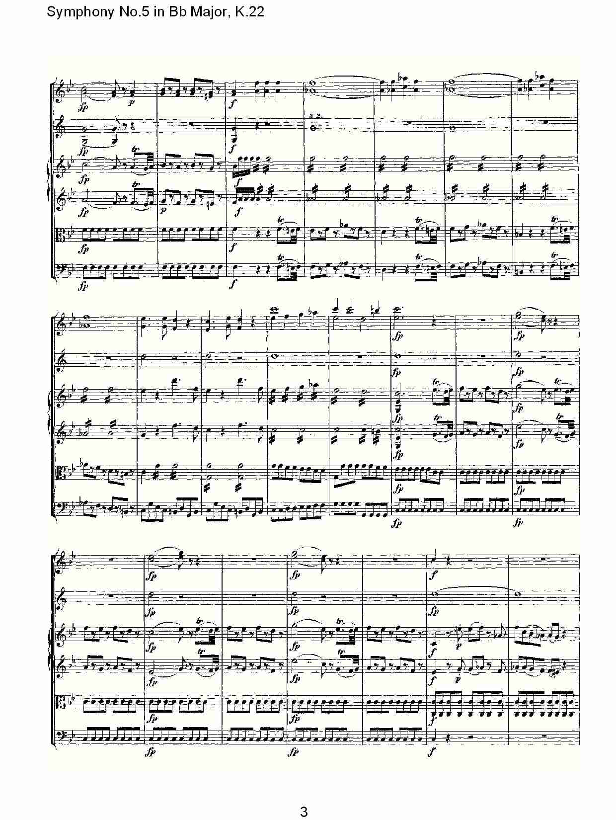 Bb大调第五交响曲K.22
