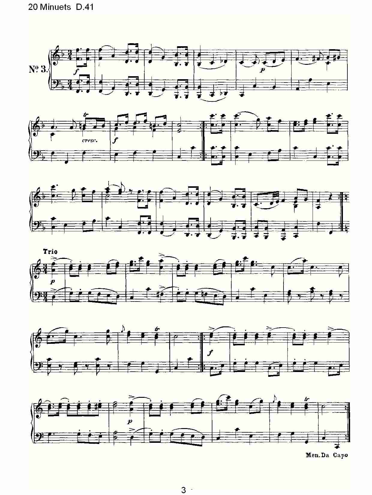 20 Minuets D.41  20米奴哀小步舞曲D.41（一）