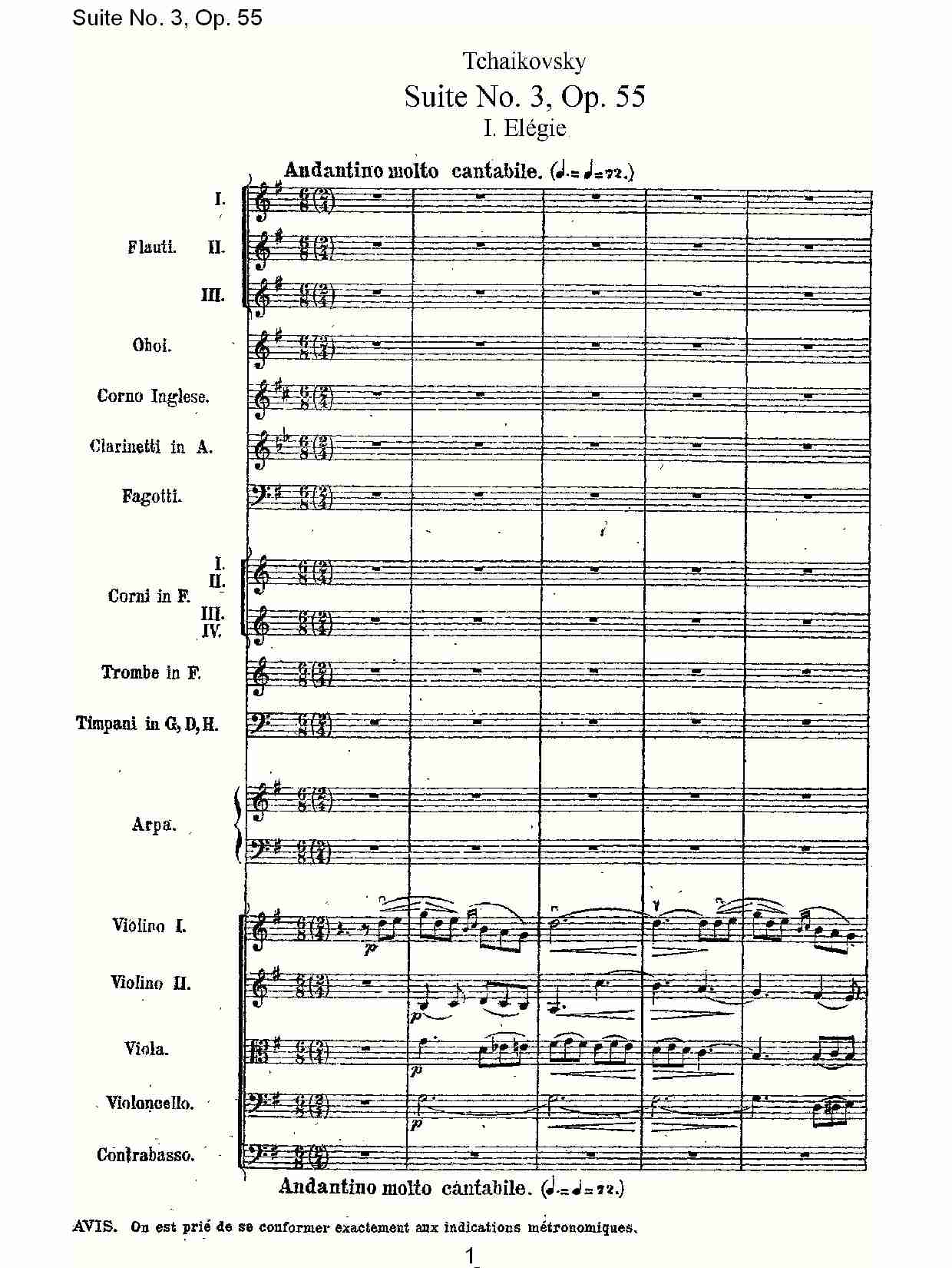 Suite No. 3, Op.55  第三套曲,Op.55第一乐章（一）