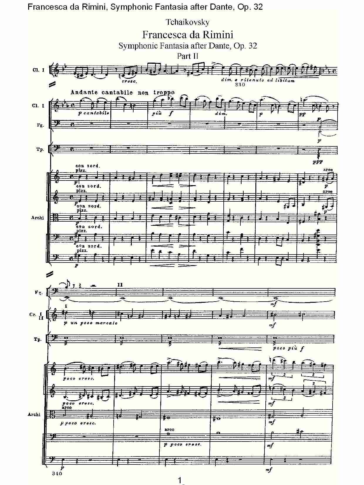 Francesca da Rimini, 但丁幻想曲Op.32 第二部（一）