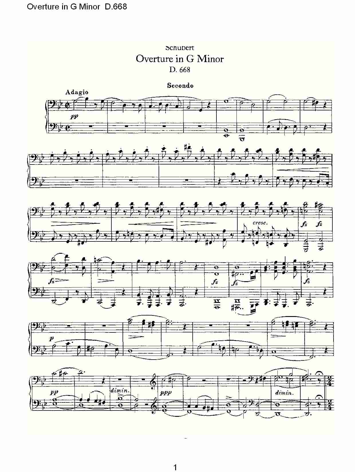 Overture in G Minor D.668  Ｇ小调序曲 D.668（一）
