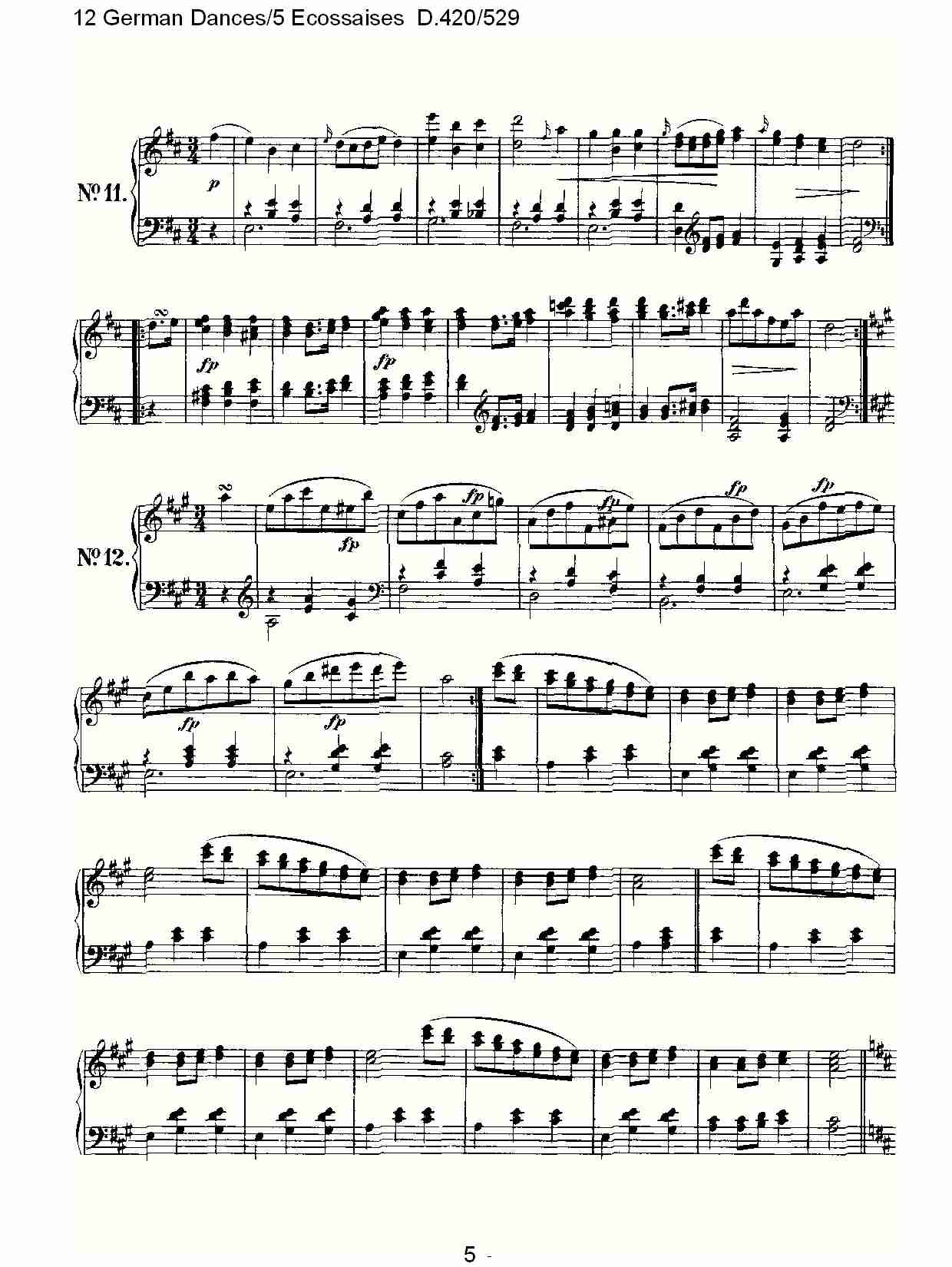 12德国舞曲/5 Ecossaises  D.420/529（一）