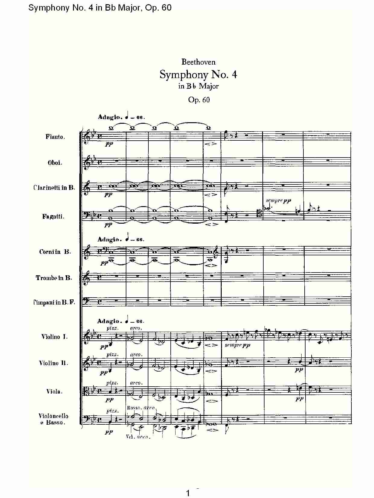 bB大调第四交响曲 Op.60第一乐章