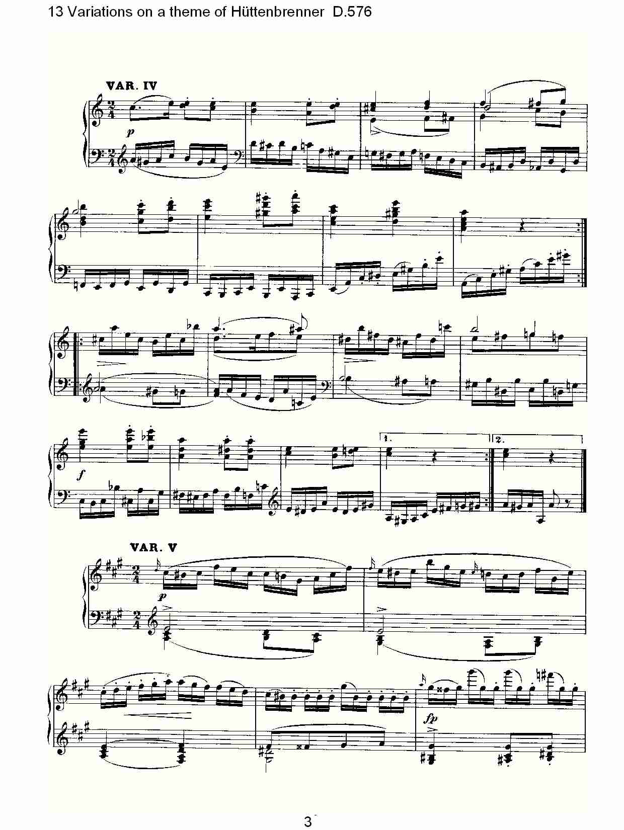 Hüttenbrenner主题13变奏曲D.576（一）