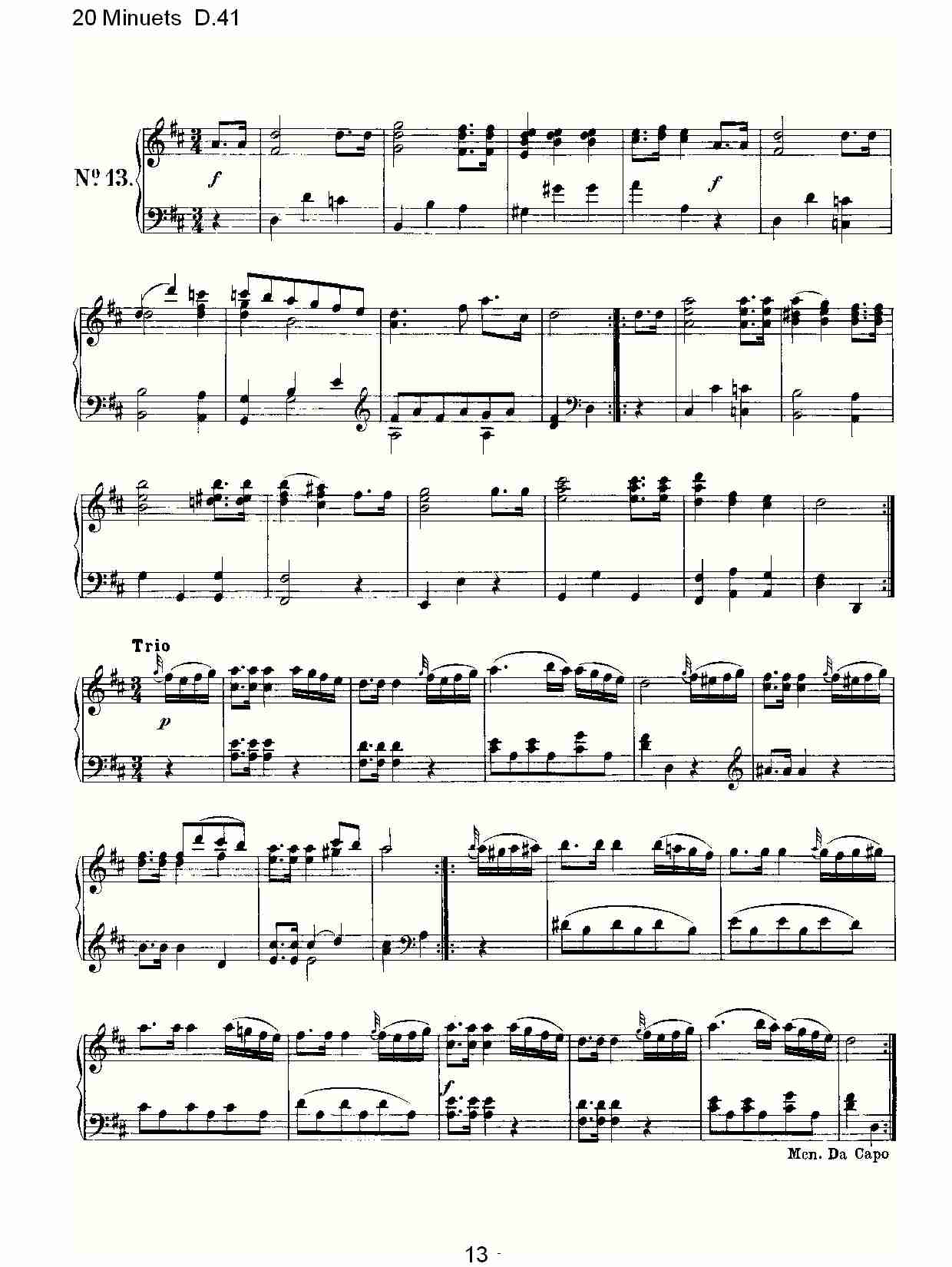 20 Minuets D.41  20米奴哀小步舞曲D.41（三）