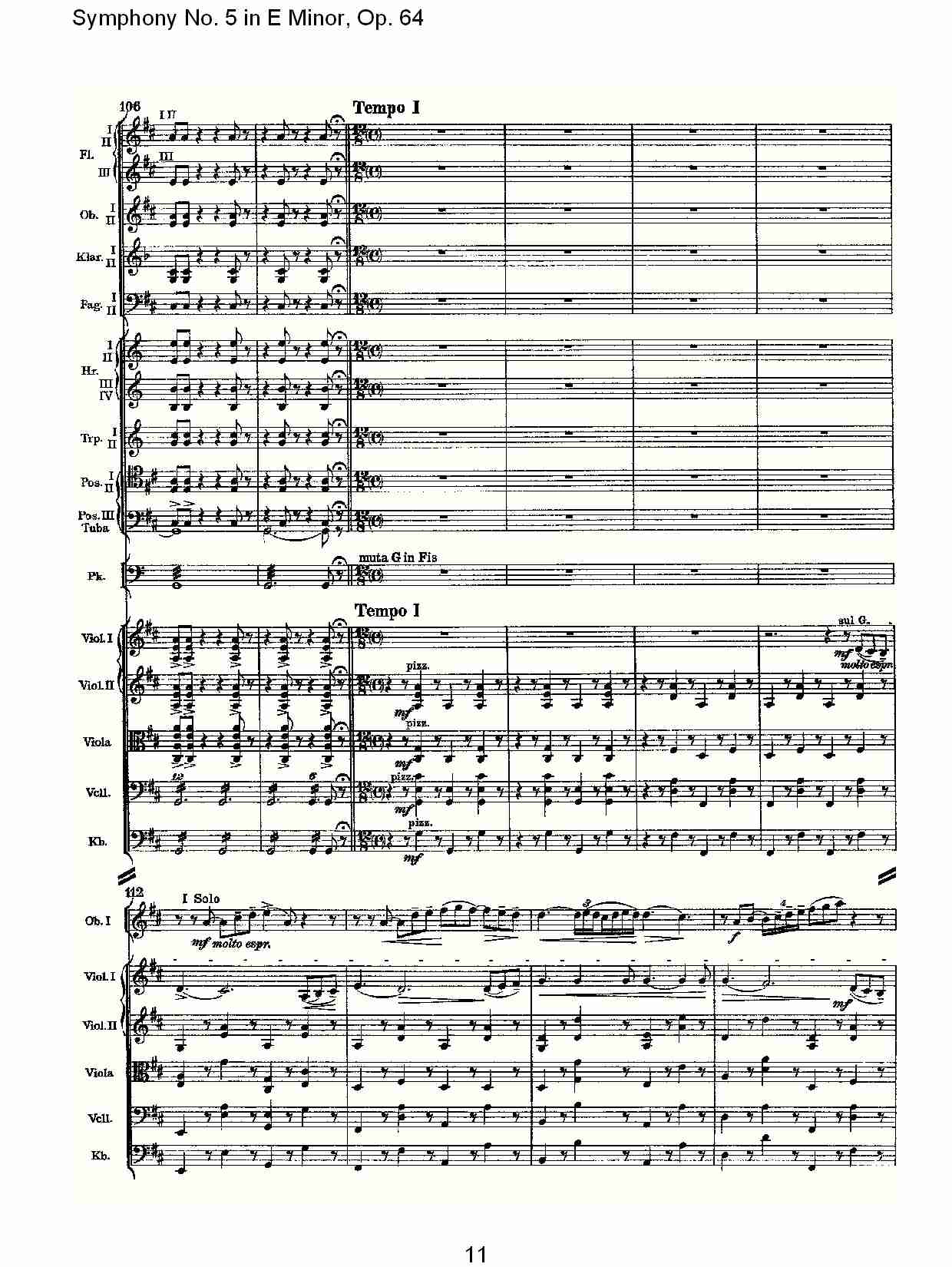 E小调第五交响曲,  Op.64第二乐章（三）