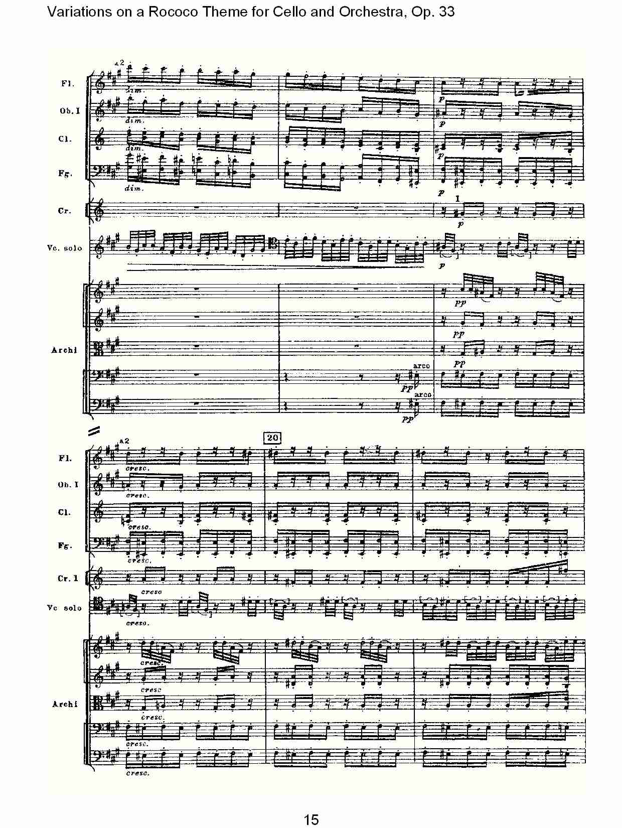 大提琴与管弦乐洛可可主题a小调变奏曲, Op.33（三）