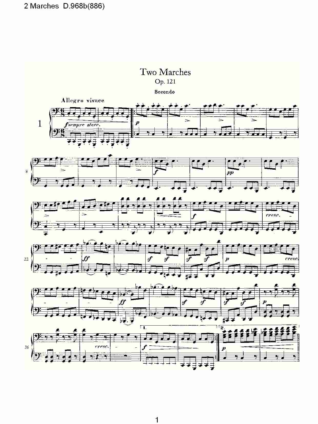 2 Marches D.968b(886)   2进行曲D.968b(886)（一）