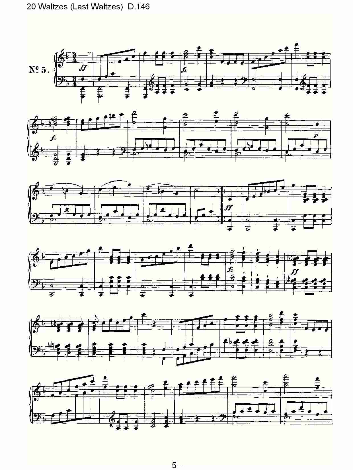 20华尔兹舞曲（终结华尔兹舞曲）D.146（一）