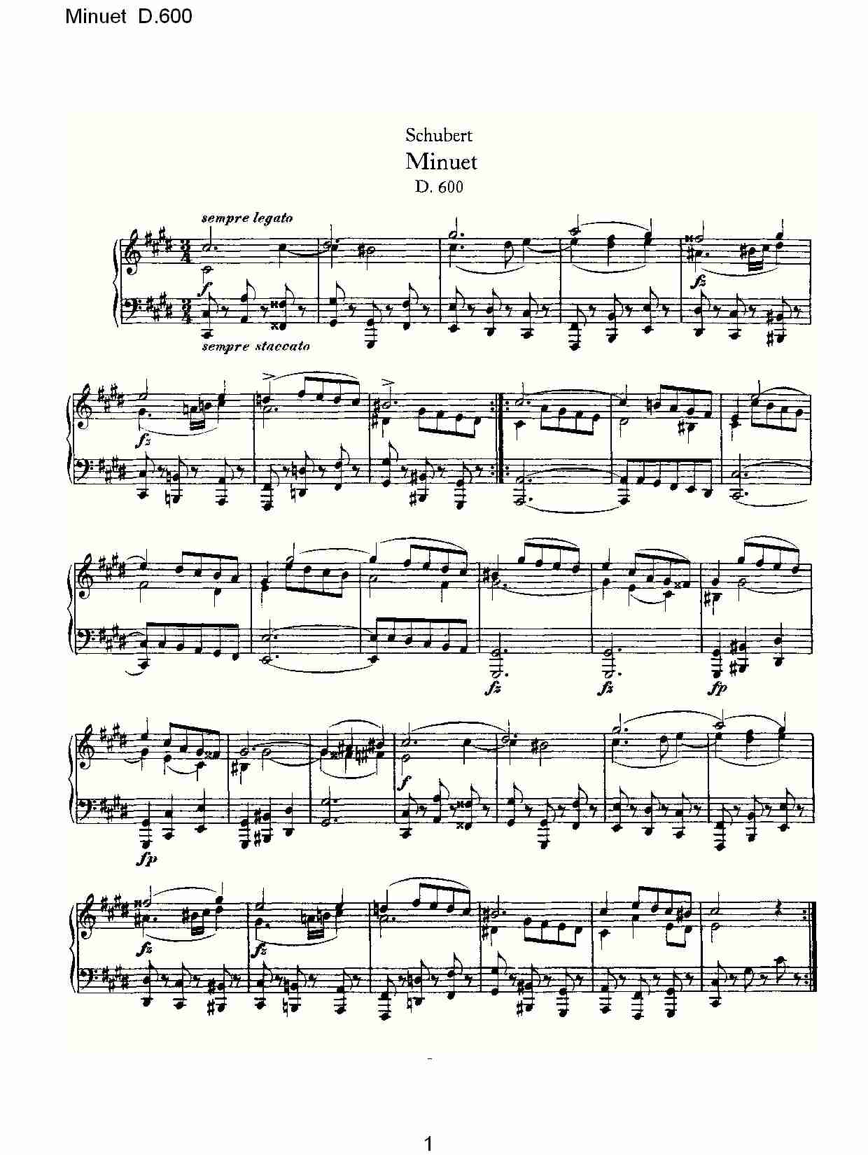 Minuet D.600   米奴哀小步舞曲D.600