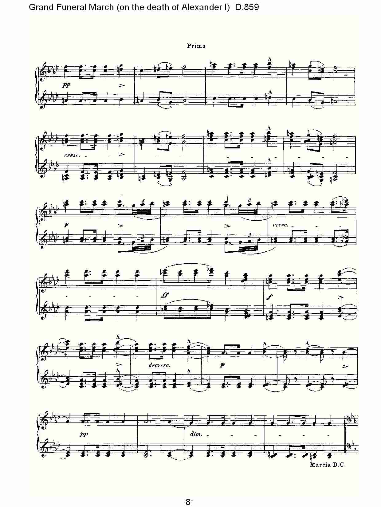 豪华葬礼进行曲（为亚历山大一世的逝世而作）D.859 （二）