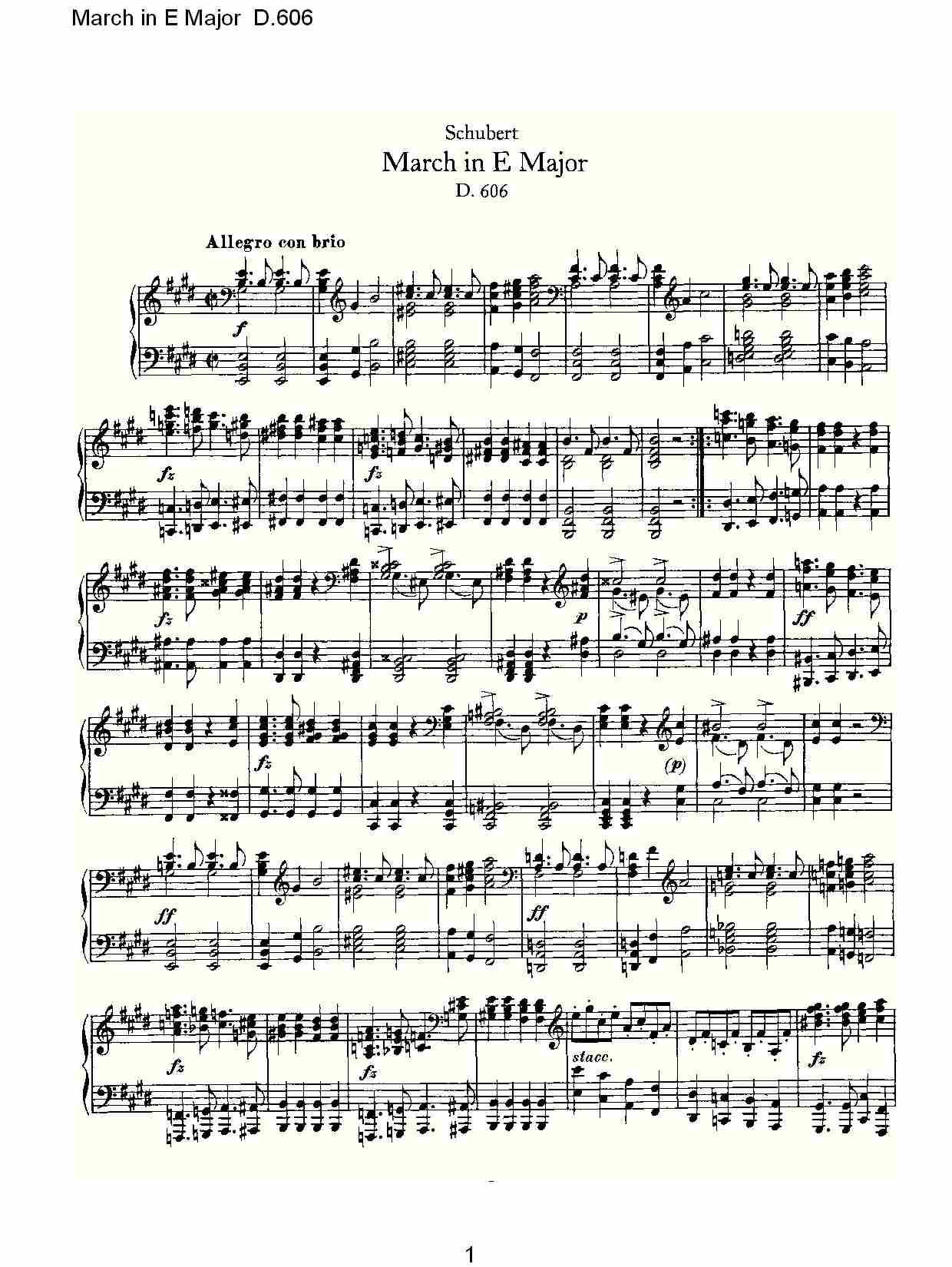 March in E Major D.606    E大调进行曲D.606