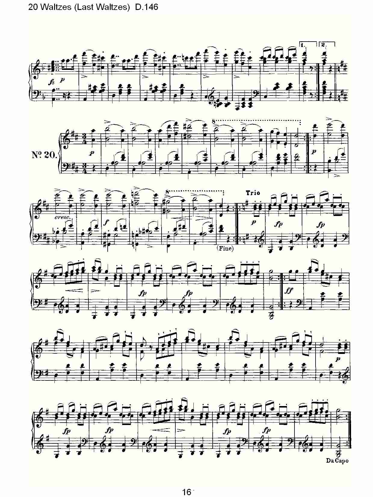 20华尔兹舞曲（终结华尔兹舞曲）D.146（四）