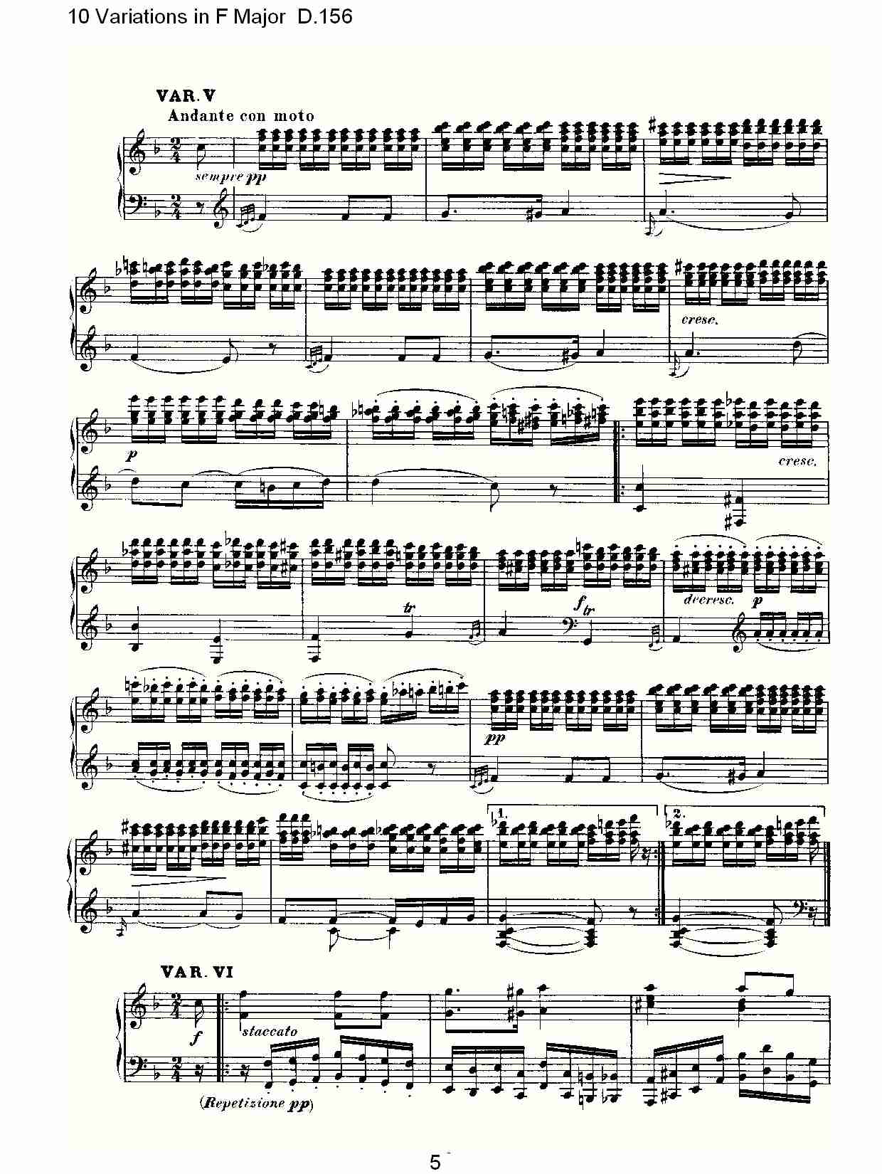 10 Variations in F Major D.156   F大调10变奏曲D.156（一）