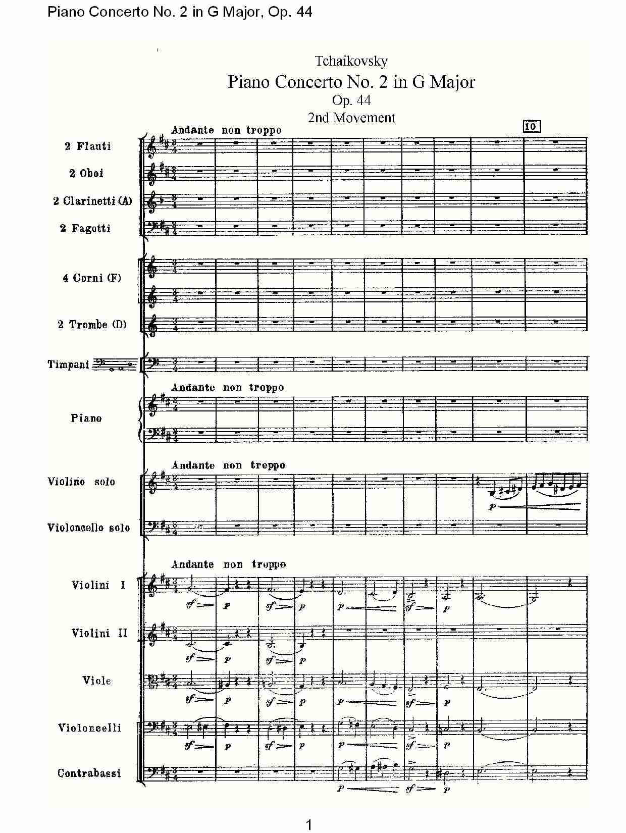 G大调第二钢琴协奏曲, Op.44第二乐章（一）
