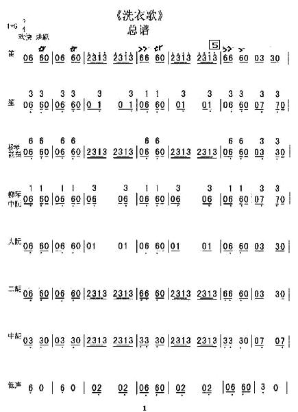 洗衣歌总谱