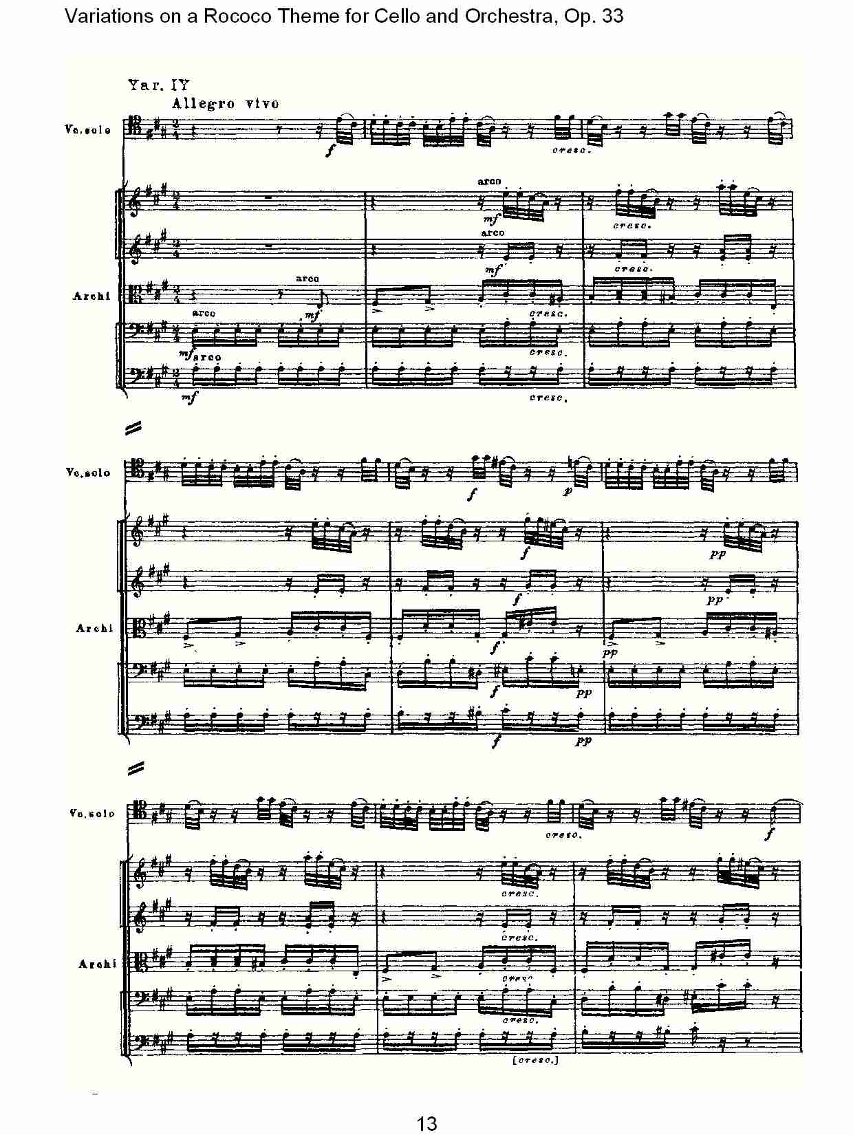 大提琴与管弦乐洛可可主题a小调变奏曲, Op.33（三）
