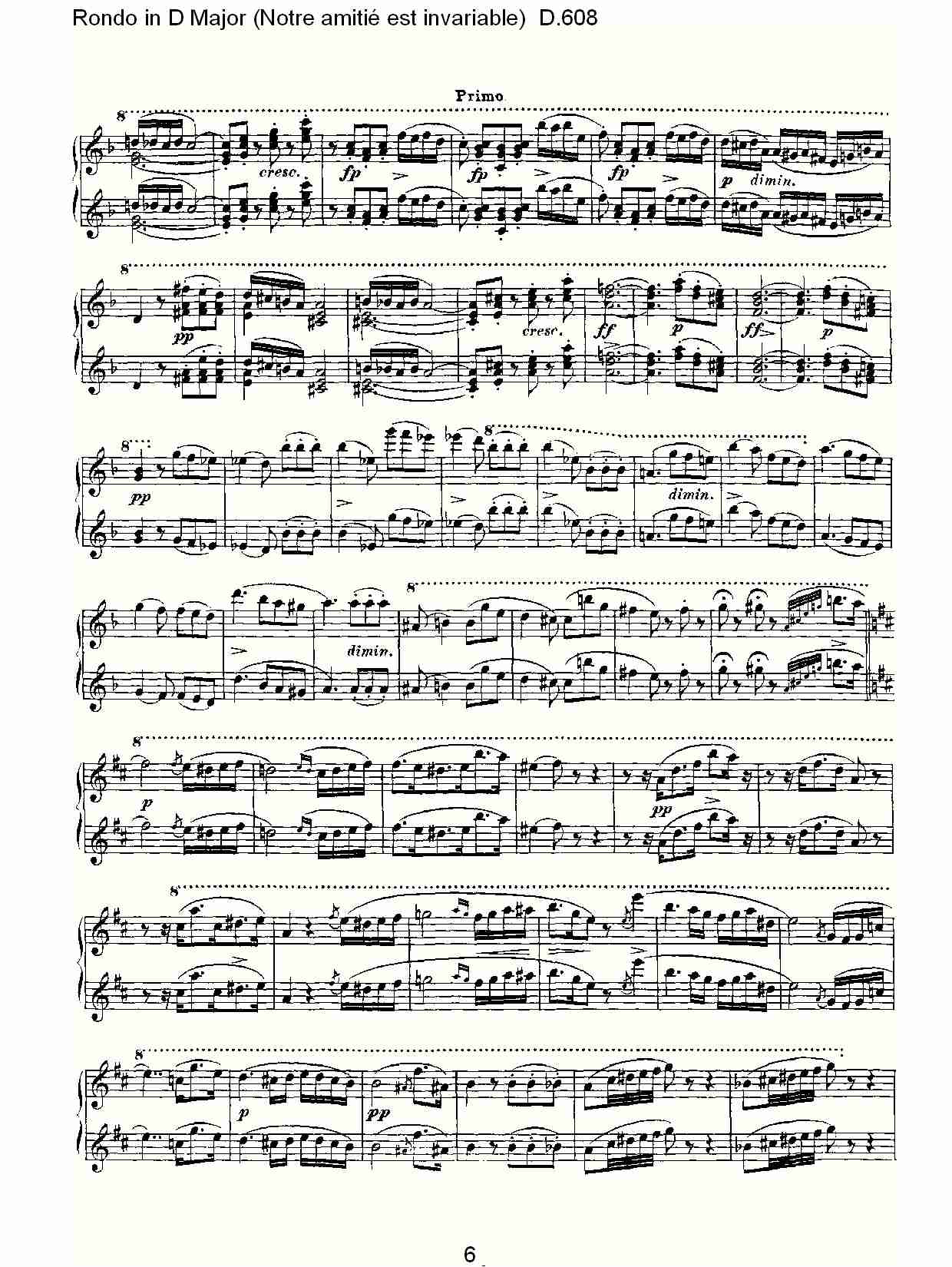 Ｄ大调回旋曲(Notre amitié est invariable) D.608（二）