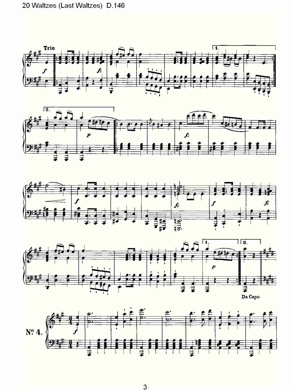 20华尔兹舞曲（终结华尔兹舞曲）D.146（一）