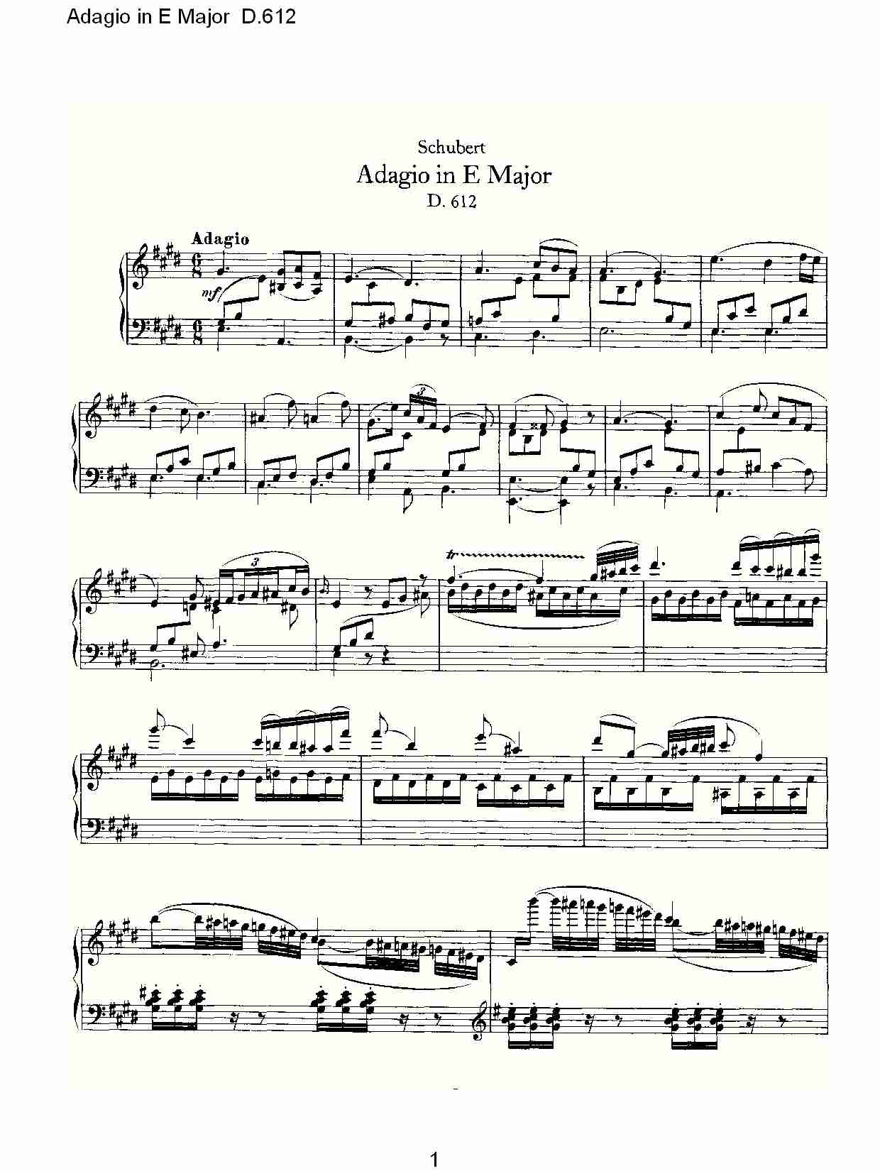 Adagio in E Major D.612    E大调柔板D.612