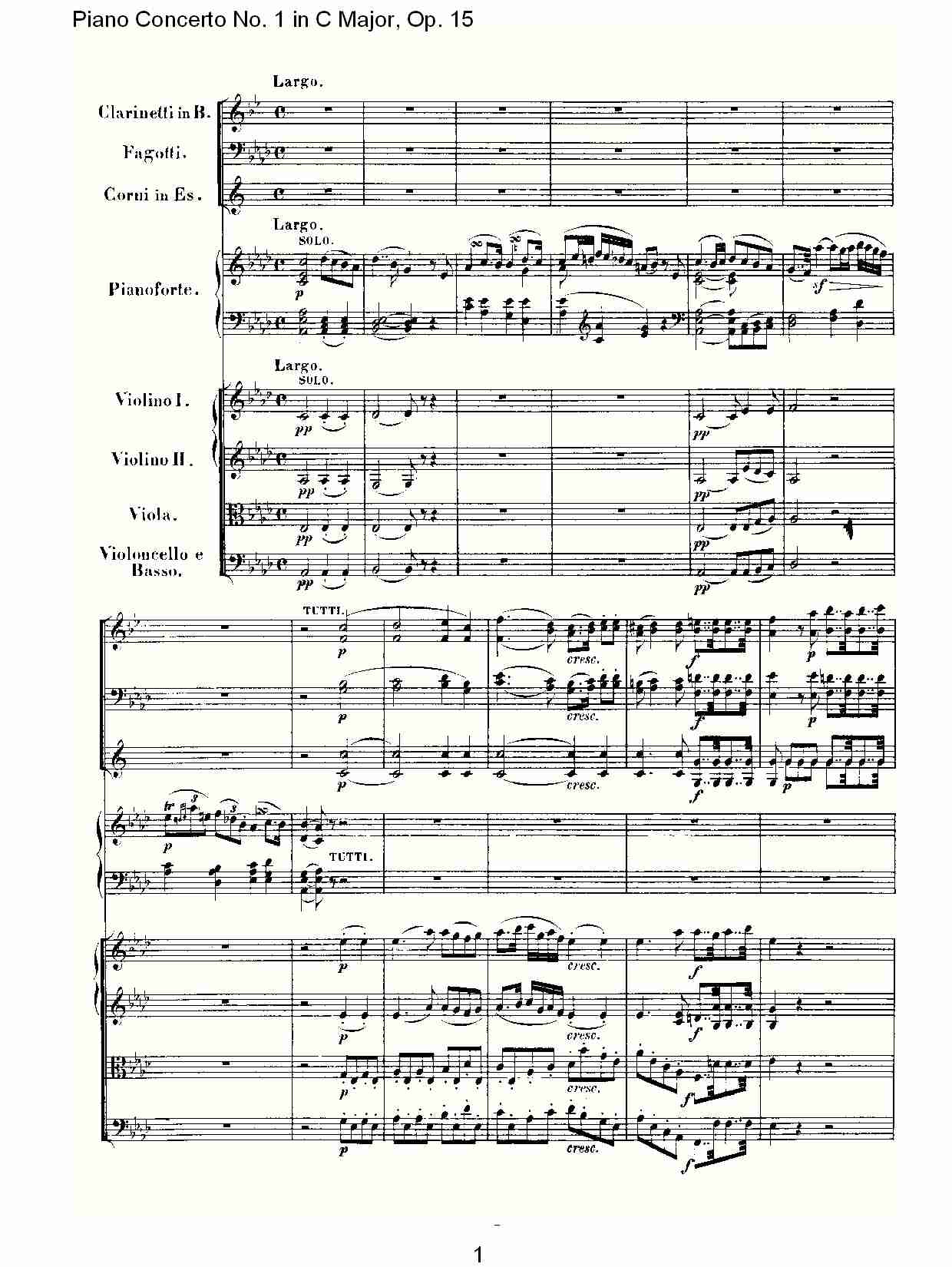 C大调钢琴第一协奏曲 Op.15　第二乐章