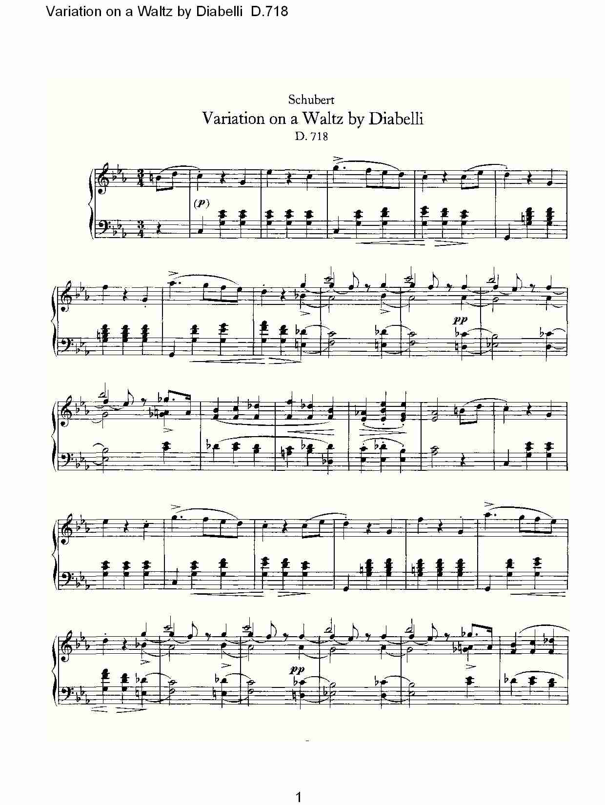 Diabelli华尔兹舞曲变奏曲D.718