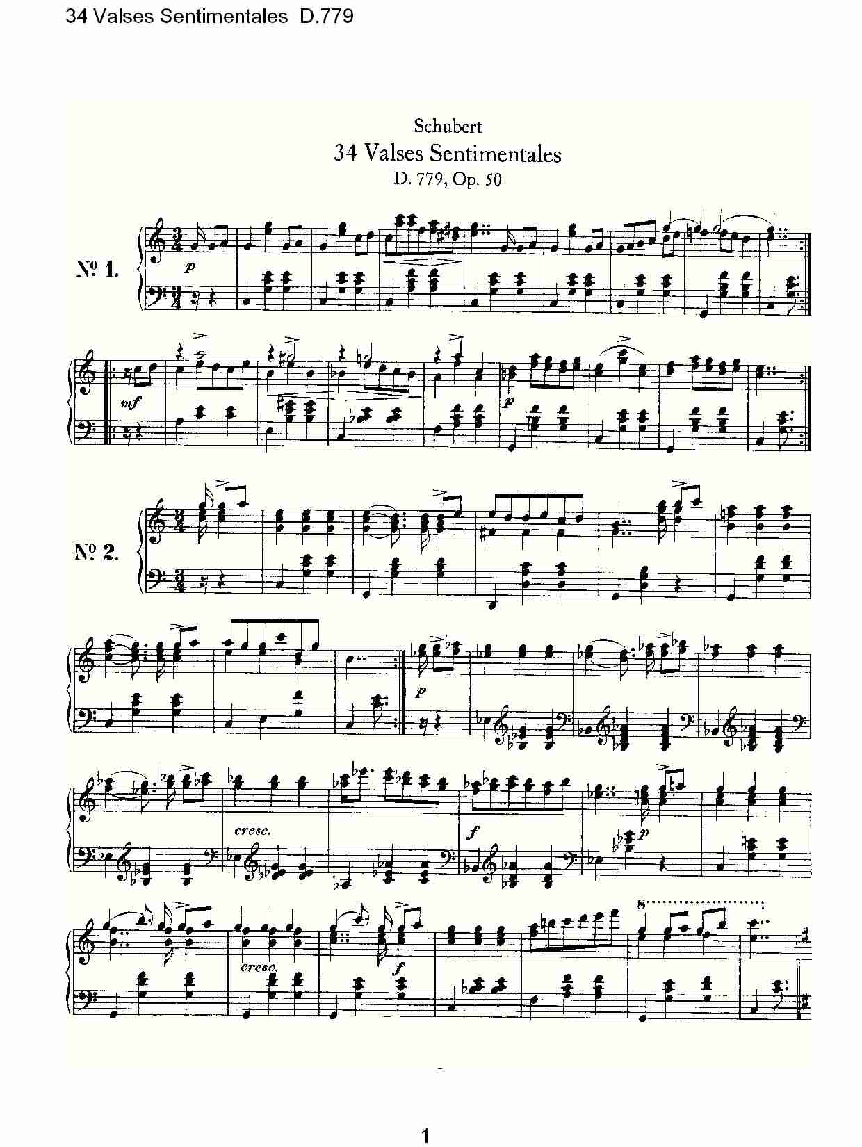 34 Valses Sentimentales D.779  34伤感圆舞曲D.779（一）