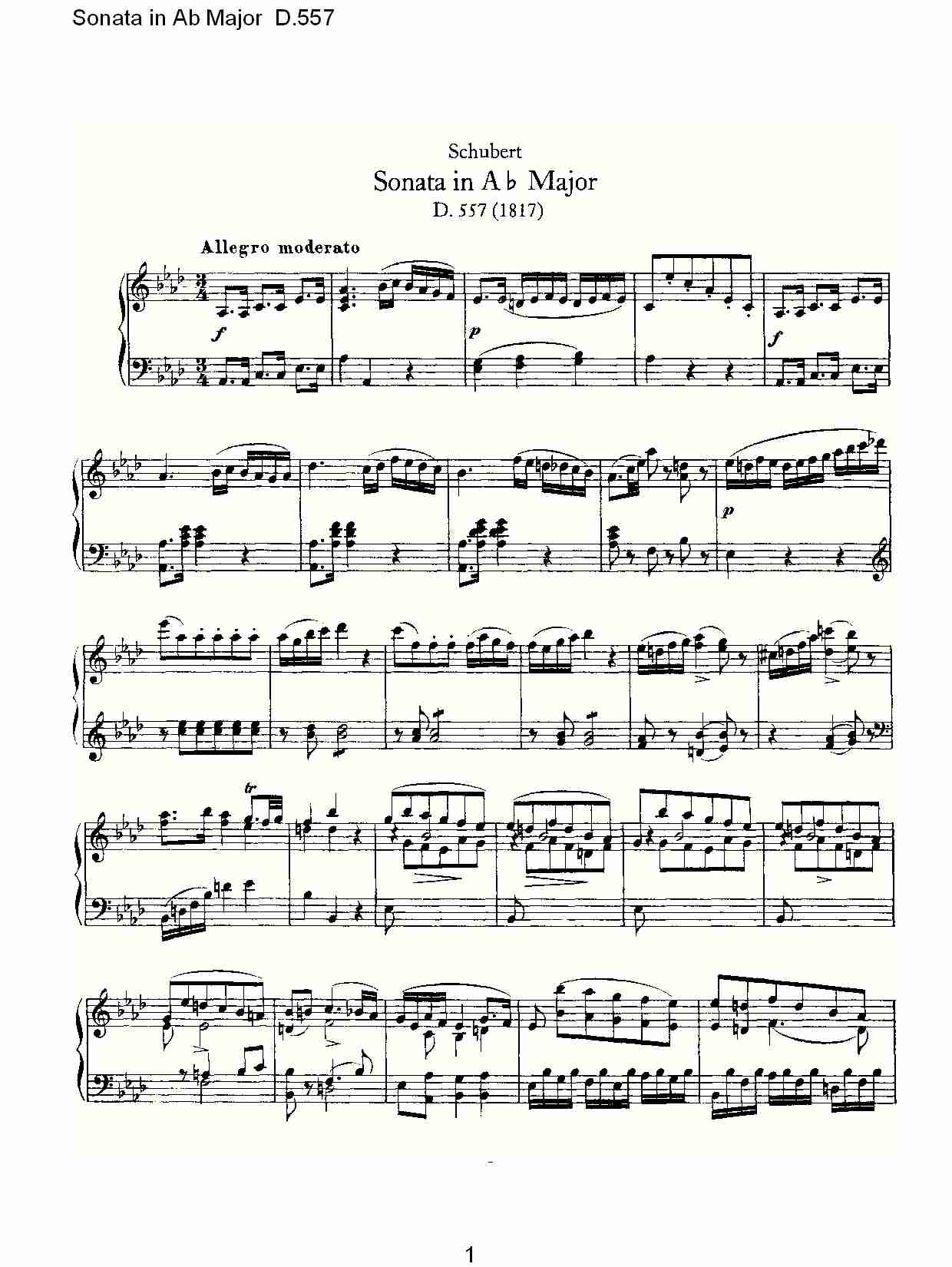 Sonata in Ab Major D.557 Ab大调奏鸣曲D.557（一）