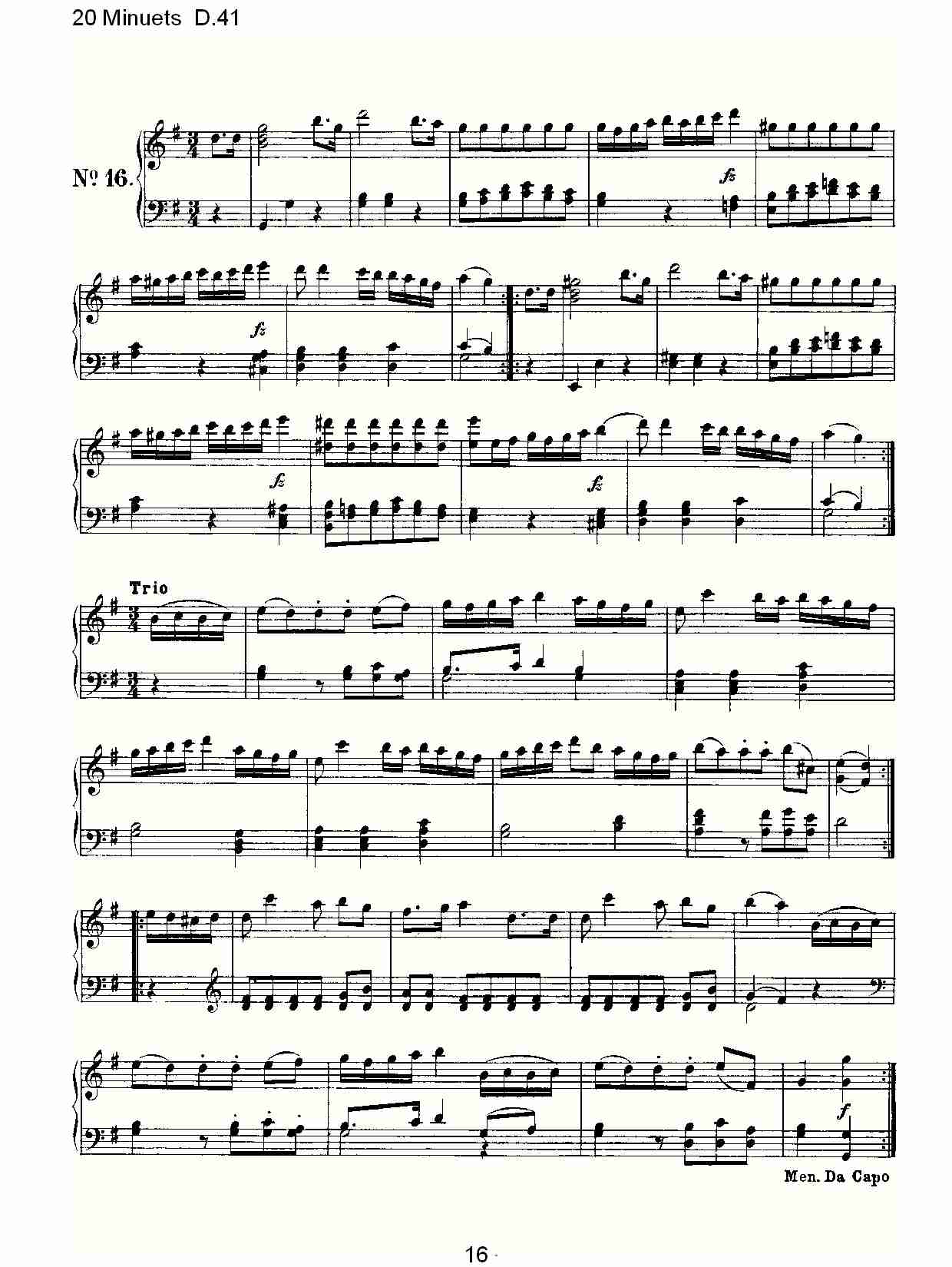 20 Minuets D.41  20米奴哀小步舞曲D.41（四）