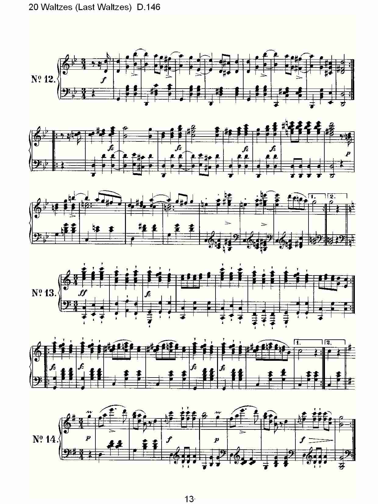 20华尔兹舞曲（终结华尔兹舞曲）D.146（三）