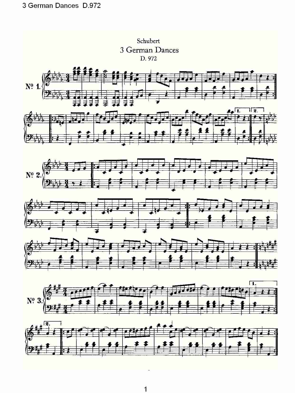 3 German Dances D.972   3德国舞曲D.972