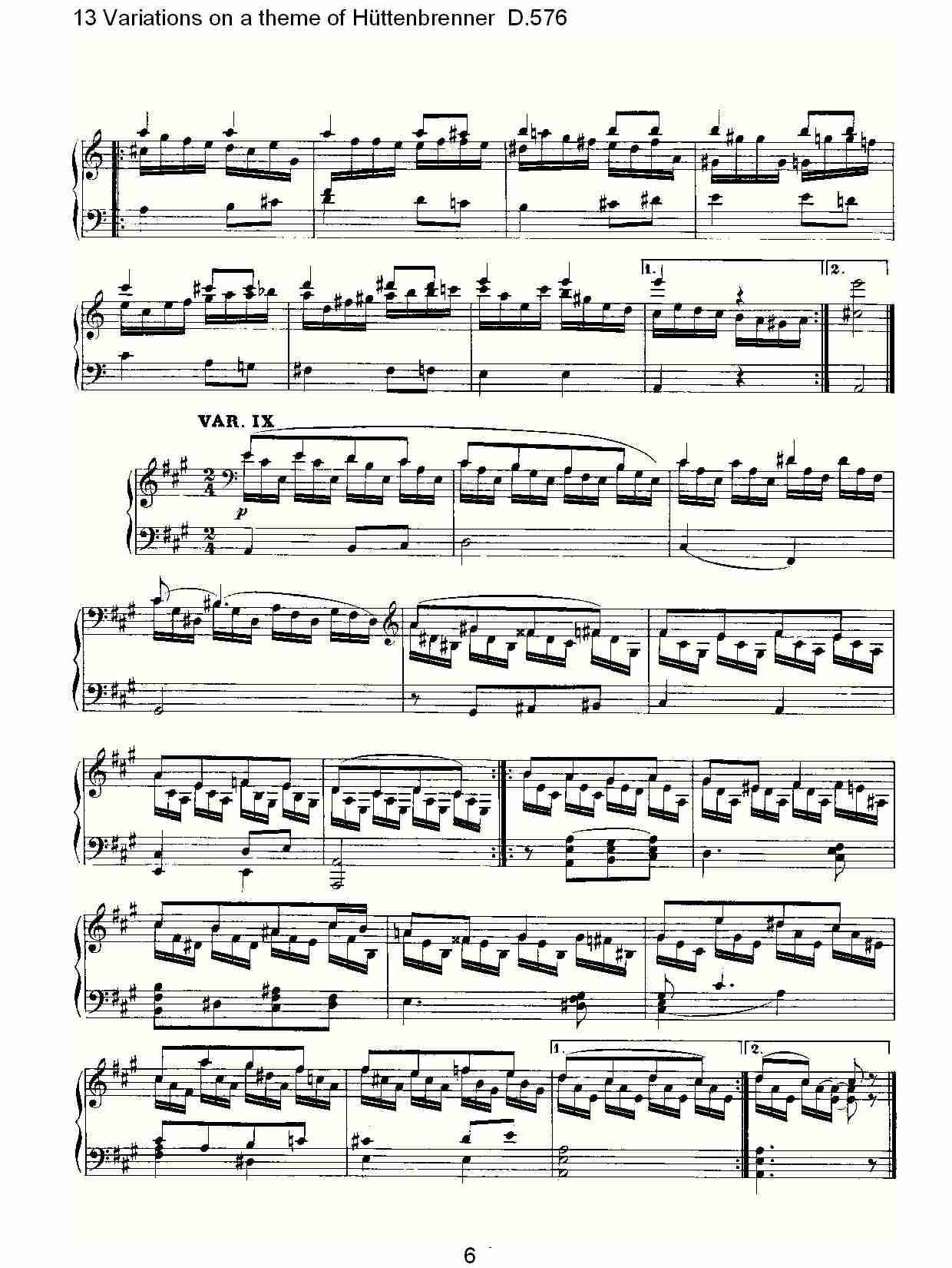 Hüttenbrenner主题13变奏曲D.576（二）