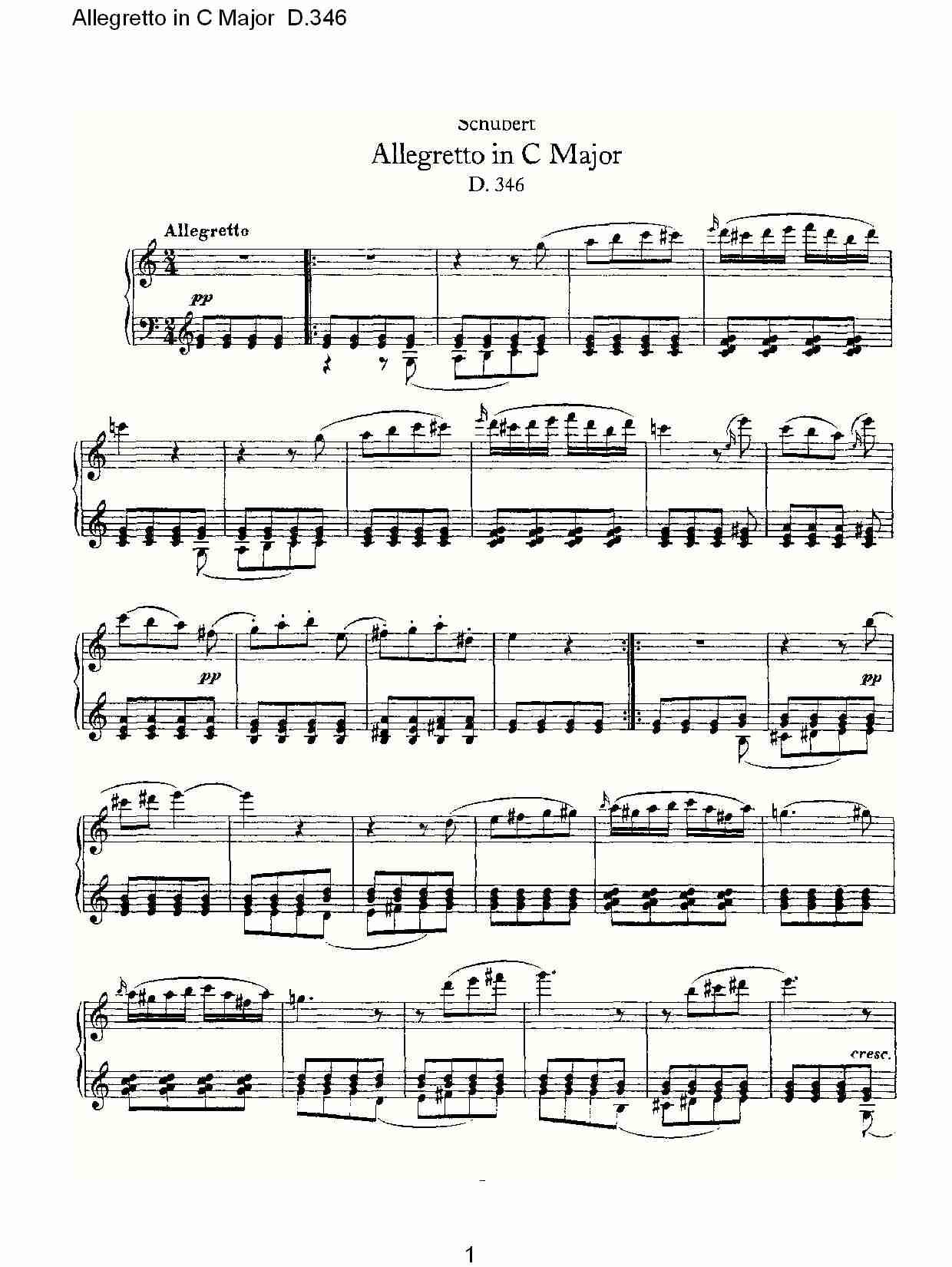 Allegretto in C Major D.346  C大调快板D.346（一）