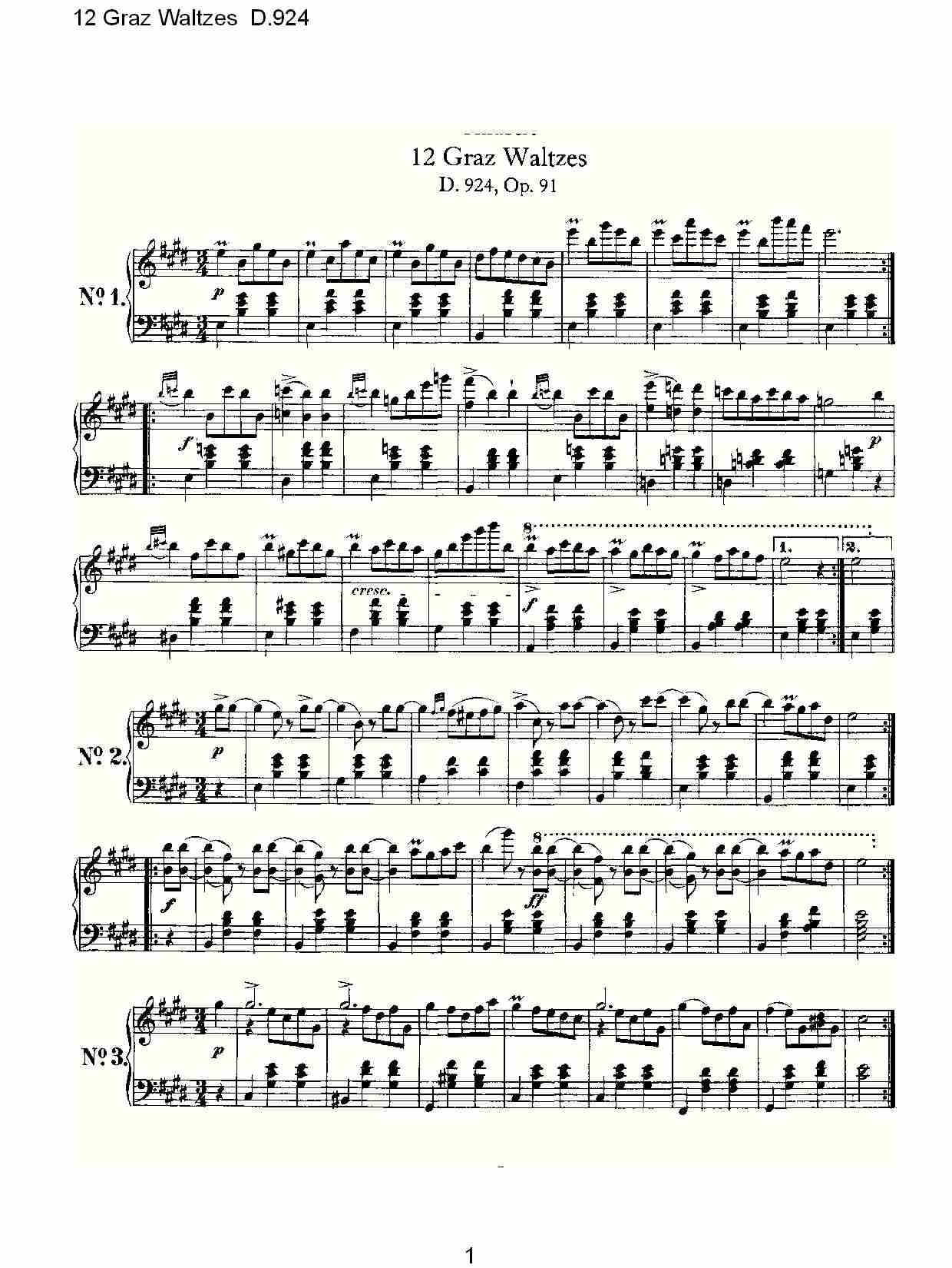 12 Graz Waltzes D.924  12格拉茨快步舞D.924（一）