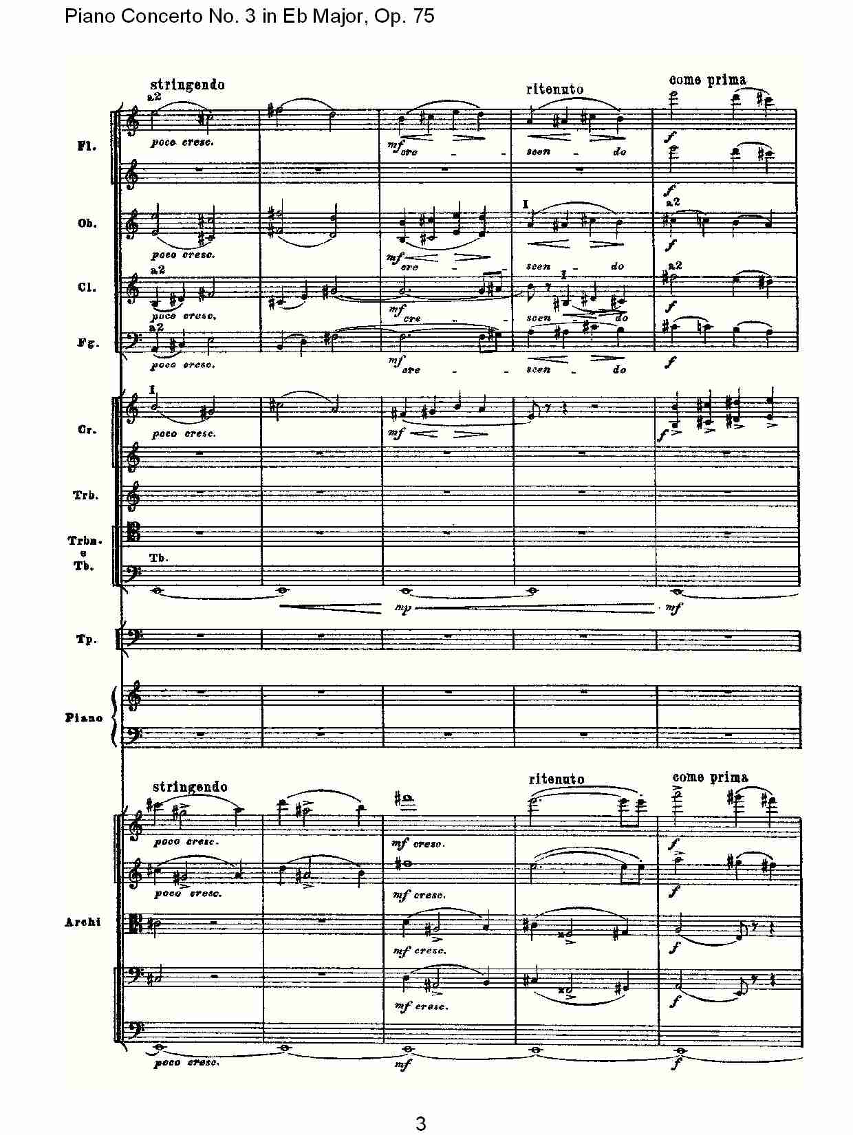 Eb大调第三钢琴协奏曲, Op.75第二部（一）