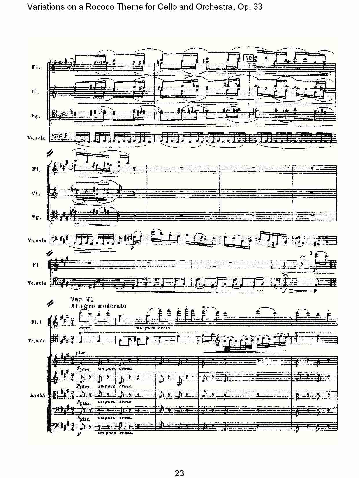 大提琴与管弦乐洛可可主题a小调变奏曲, Op.33（五）